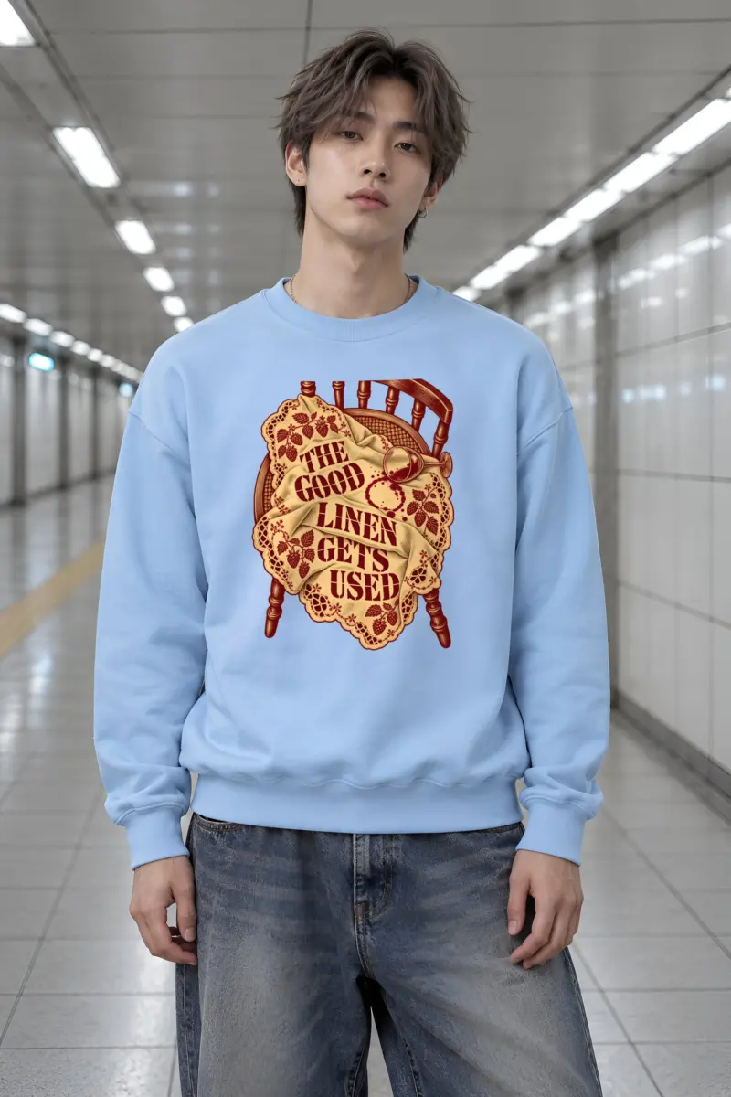 “The Good Linen Gets Used” Heavy Blend Unisex Crewneck Sweatshirt