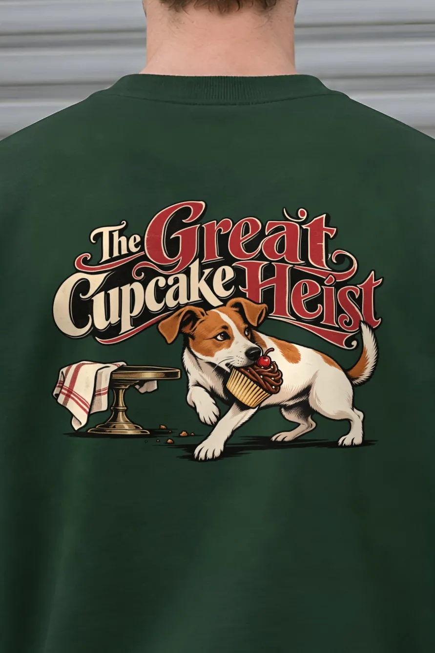 "The Great Cupcake Heist" 1 Crewneck Sweatshirt - the graphic up close
