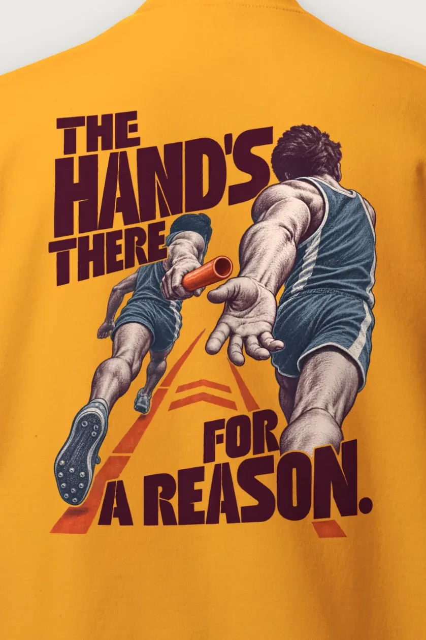 "The Hand’s There For A Reason" Heavy Blend Unisex Crewneck Sweatshirt - the graphic up close