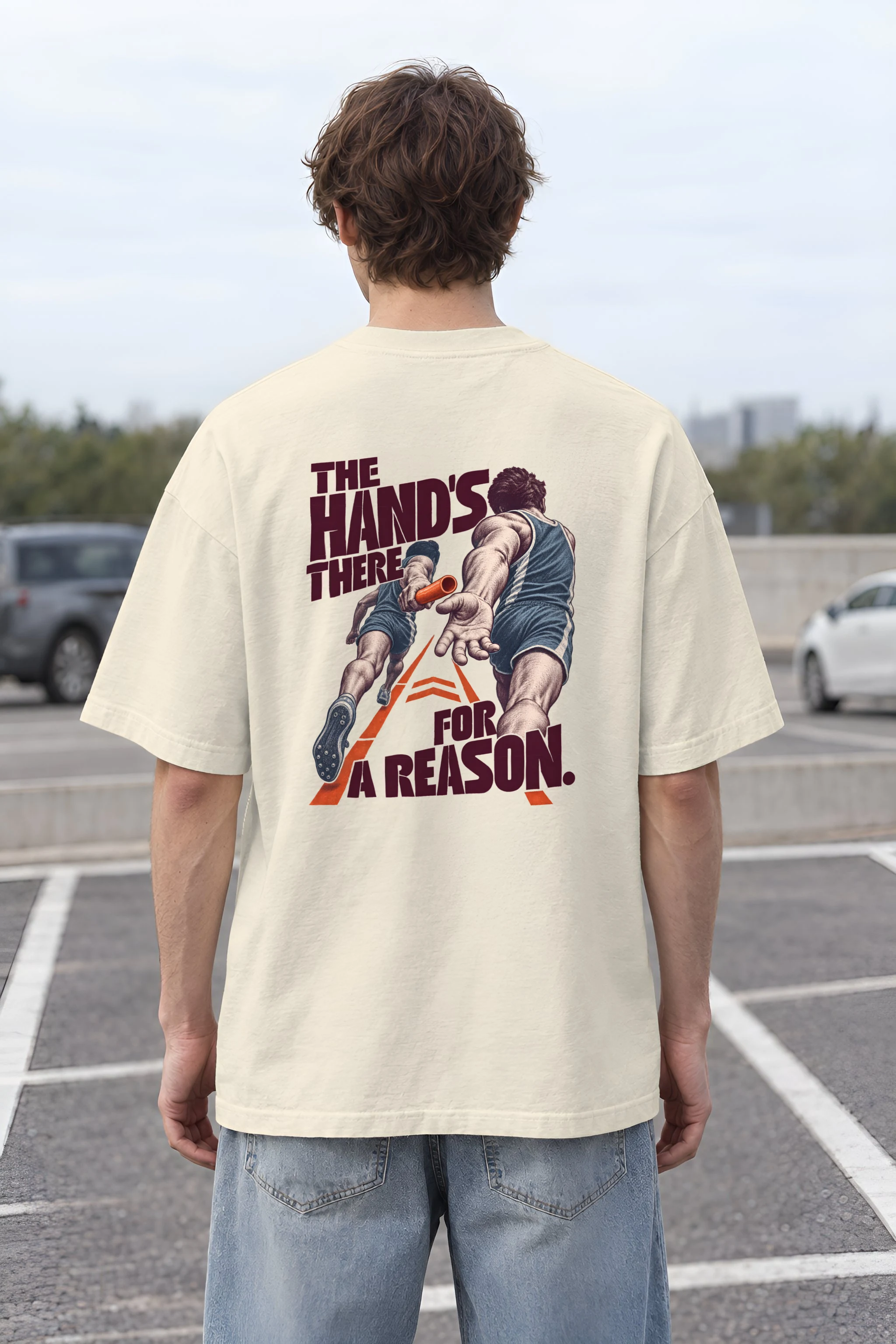 "The Hand's There For A Reason" Men's Oversized Heavyweight Crewneck T-Shirt