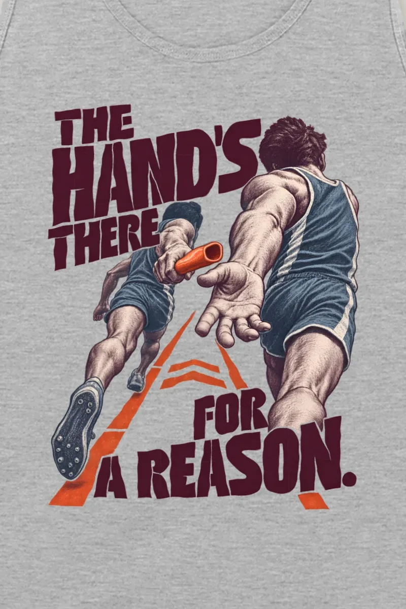 "The Hand’s There" Unisex Jersey Tank - the graphic up close