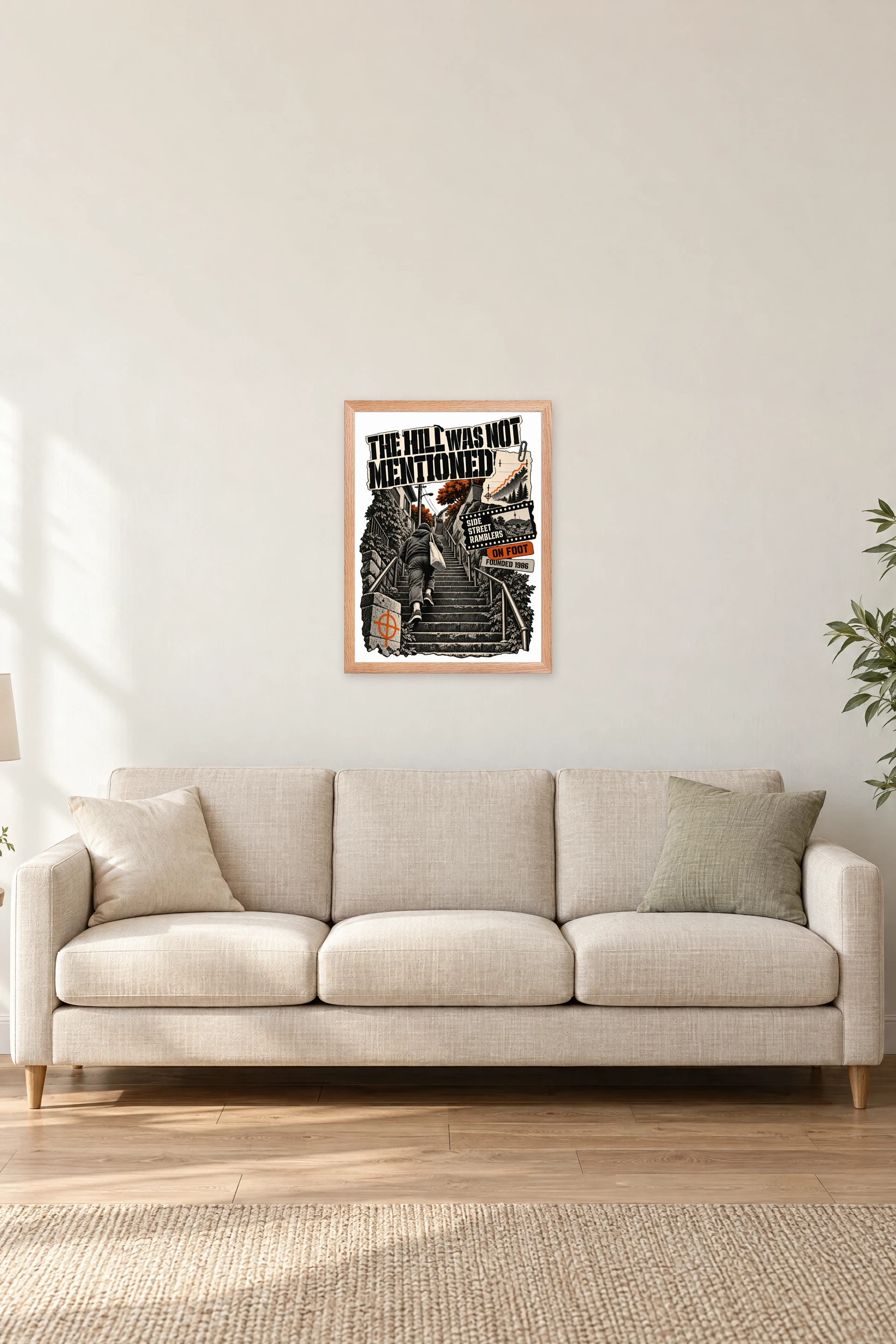 "The Hill Was Not Mentioned" Premium Wooden Framed Poster — Natural Wood frame, 18 × 24 in