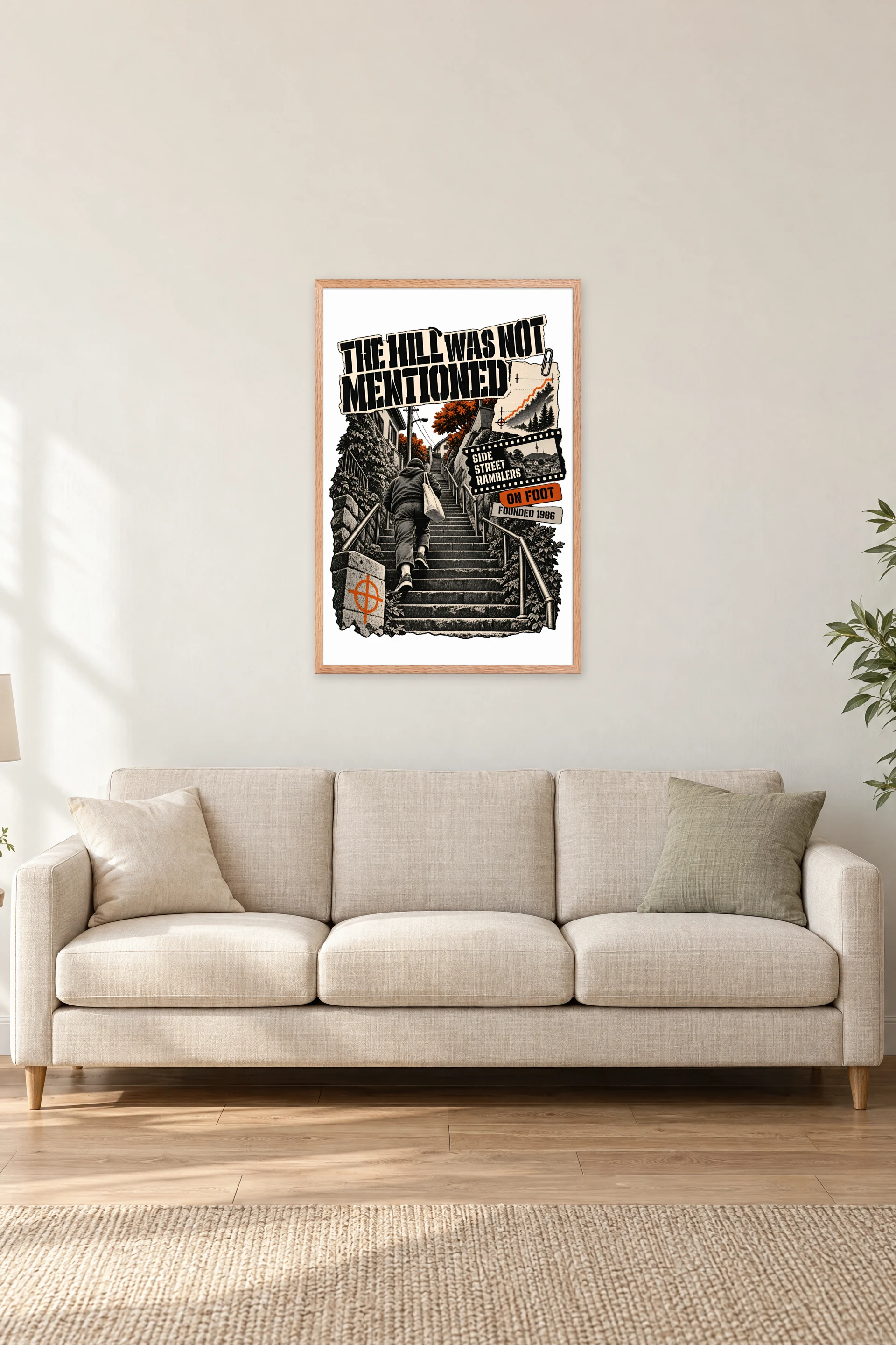 "The Hill Was Not Mentioned" Premium Wooden Framed Poster — Natural Wood frame, 24 × 36 in