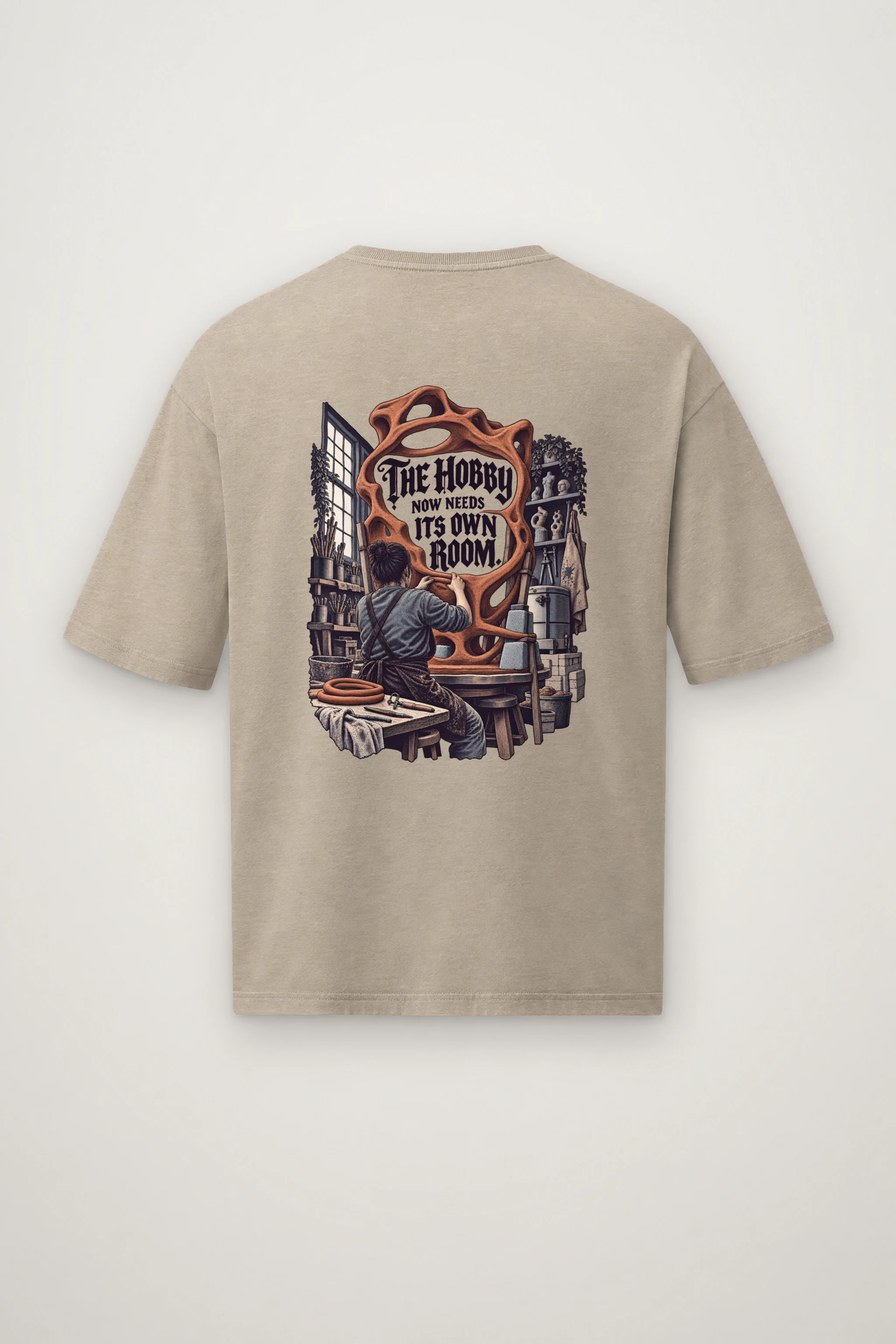 "The Hobby Now Needs Its Own Room" Men's Oversized Heavyweight Crewneck T-Shirt