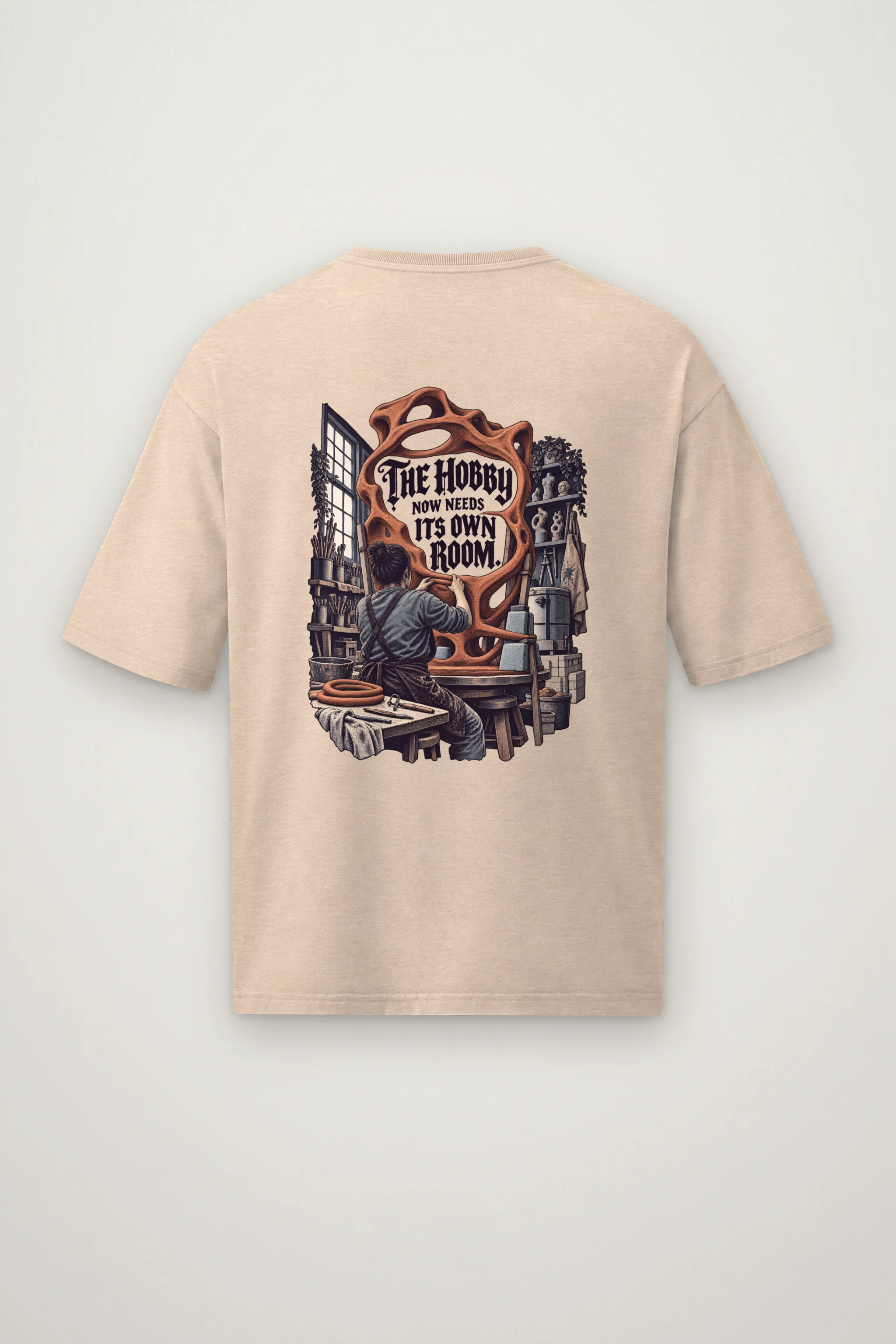 "The Hobby Now Needs Its Own Room" Men's Oversized Heavyweight Crewneck T-Shirt