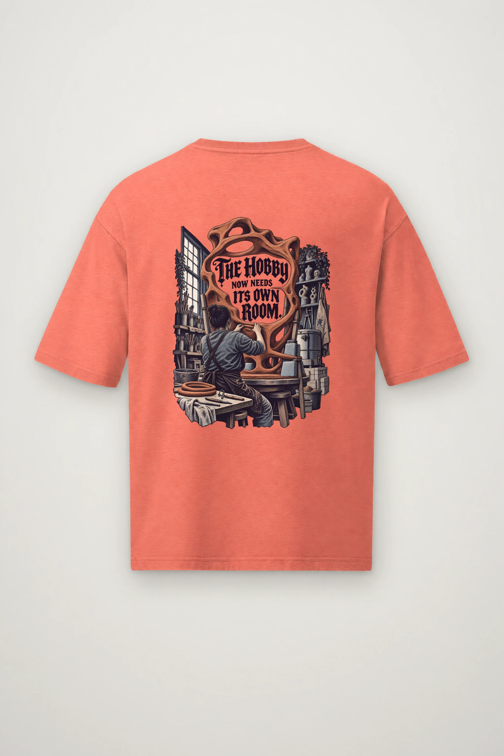 "The Hobby Now Needs Its Own Room" Men's Oversized Heavyweight Crewneck T-Shirt
