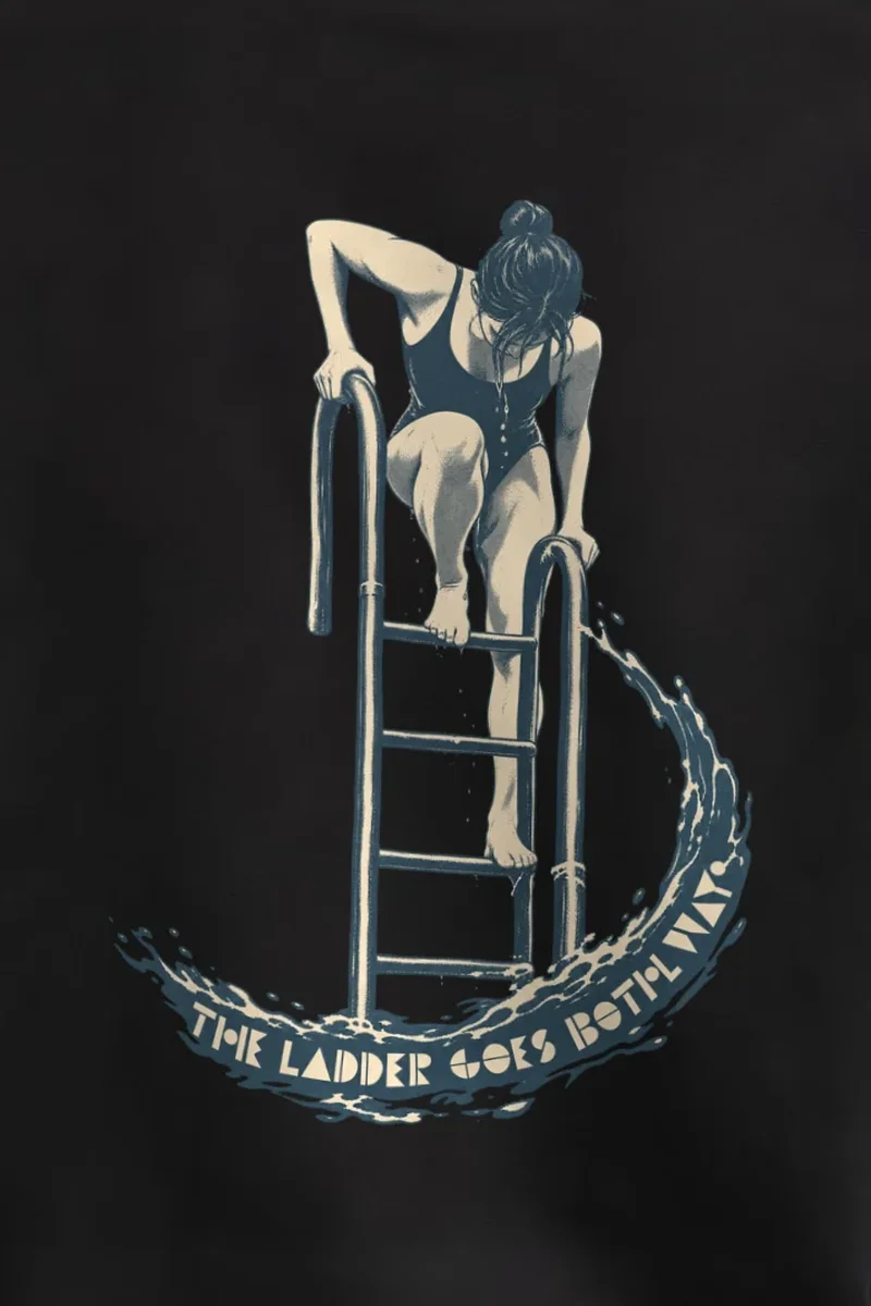 "THE LADDER GOES BOTH WAY" Heavy Blend Unisex Crewneck Sweatshirt - the graphic up close