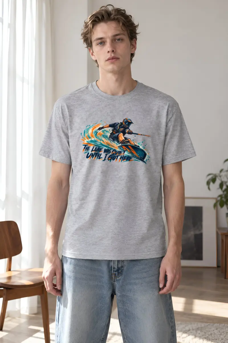 “The Lake Was Quiet Until I Got Here” Heavyweight Unisex Crewneck T-shirt
