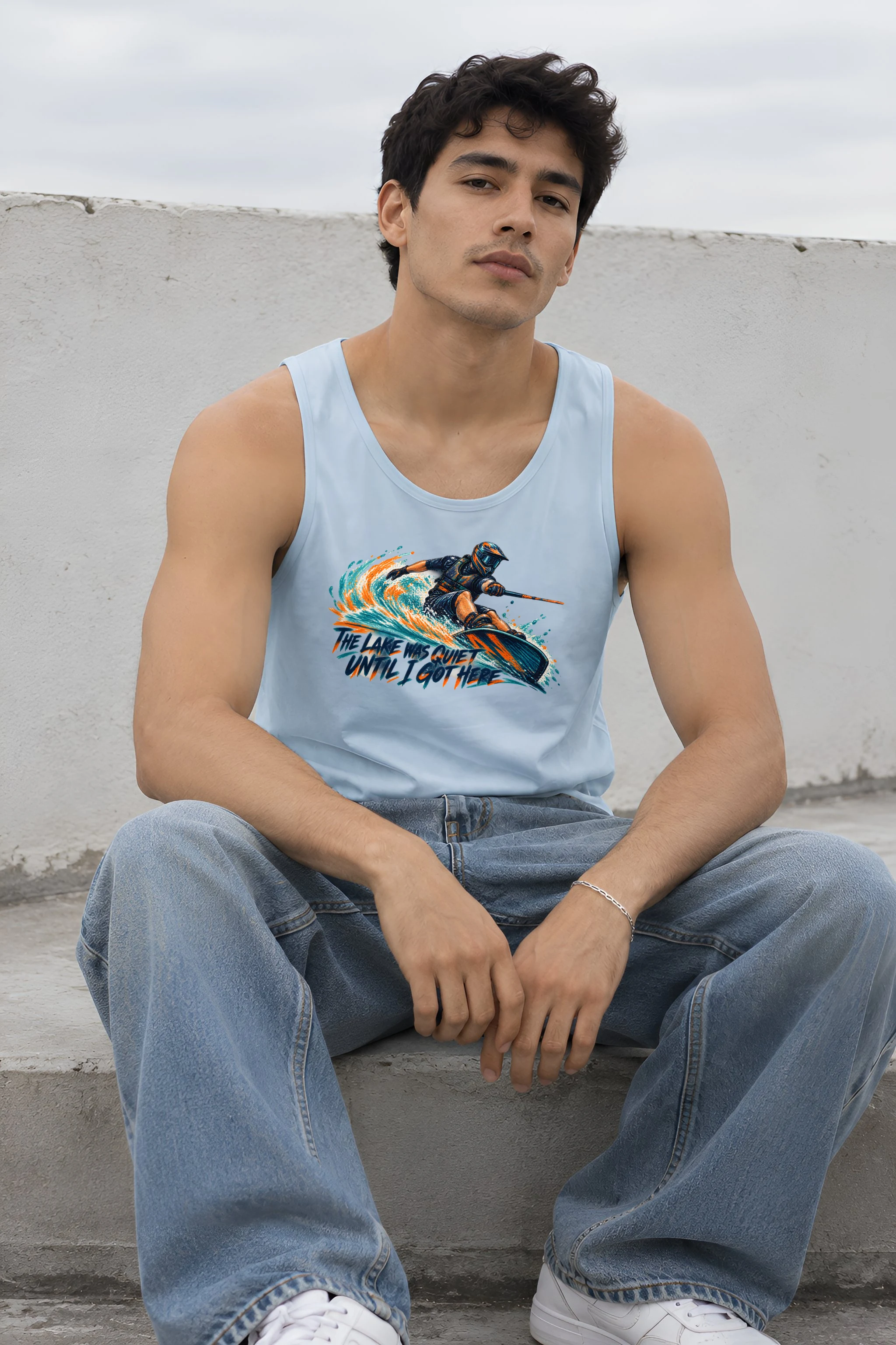 "The Lake Was Quiet Until I Got Here" Unisex Jersey Tank