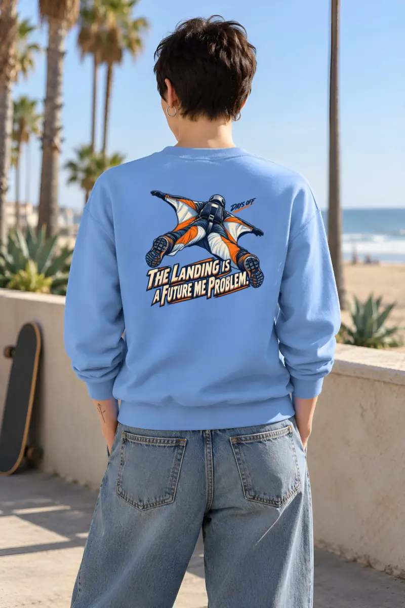 “The Landing Is a Future Me Problem” Heavy Blend Unisex Crewneck Sweatshirt