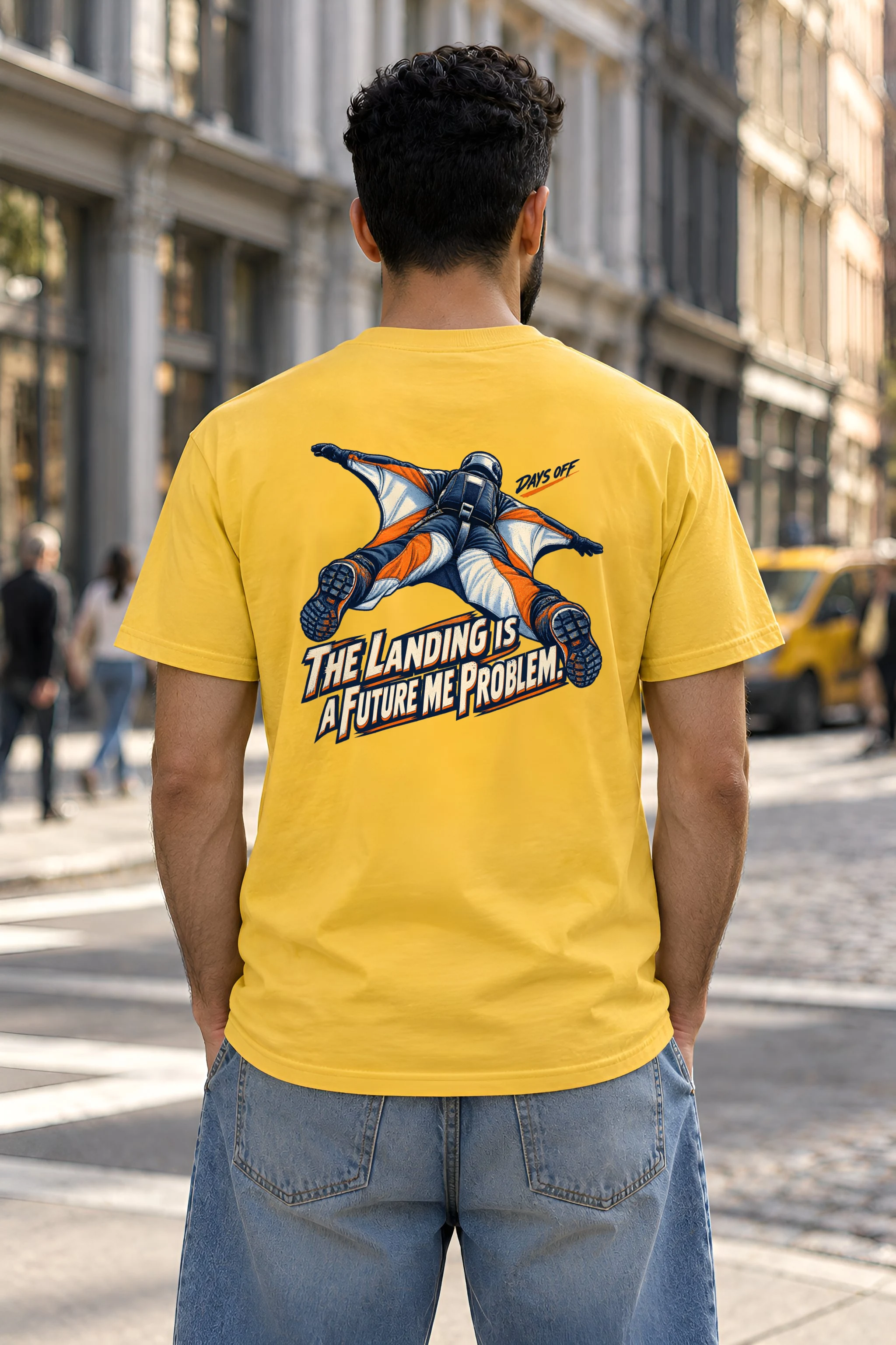 "The Landing Is a Future Me Problem" Heavyweight Unisex Crewneck T-shirt