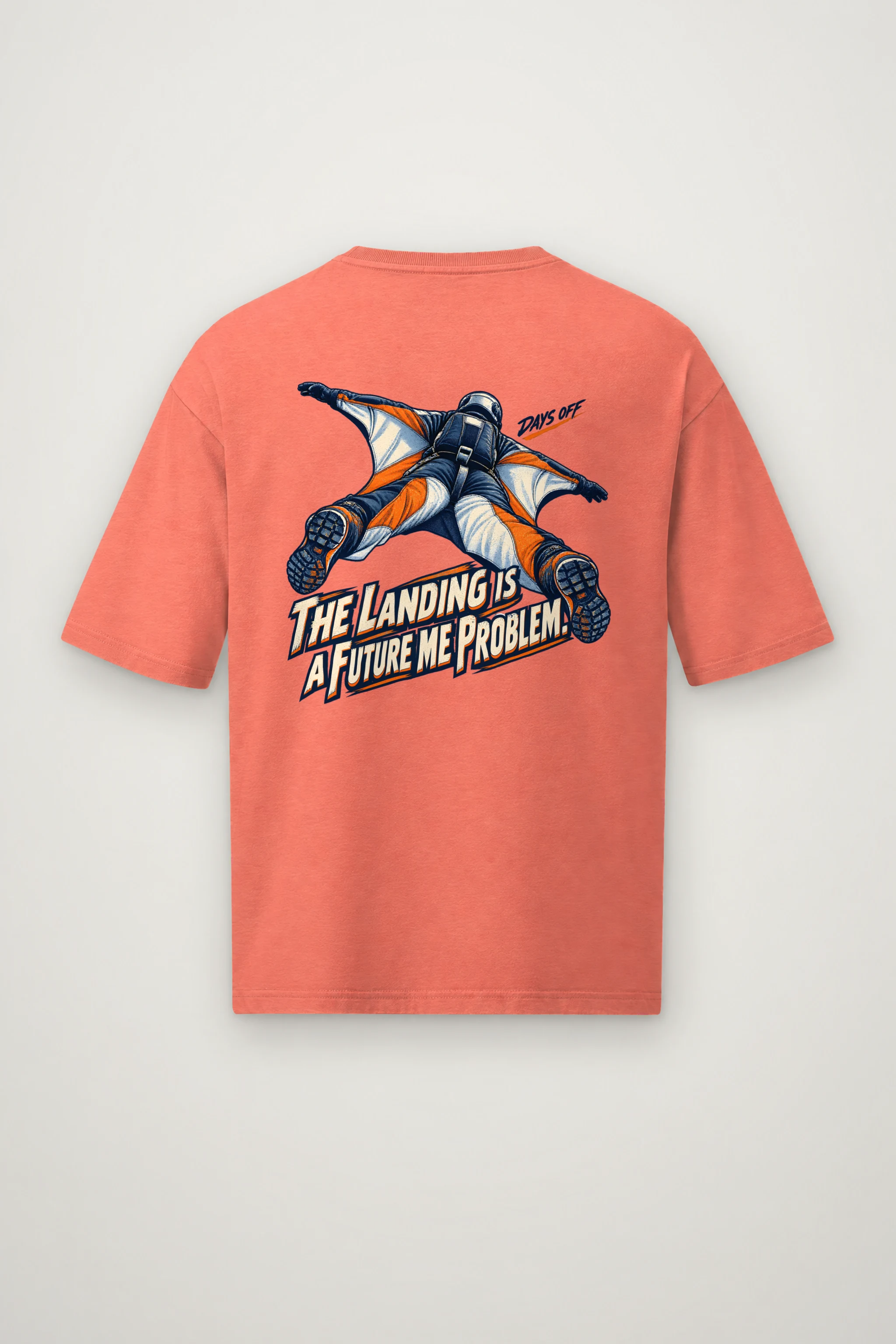 "The Landing Is a Future Me Problem" Men's Oversized Heavyweight Crewneck T-Shirt