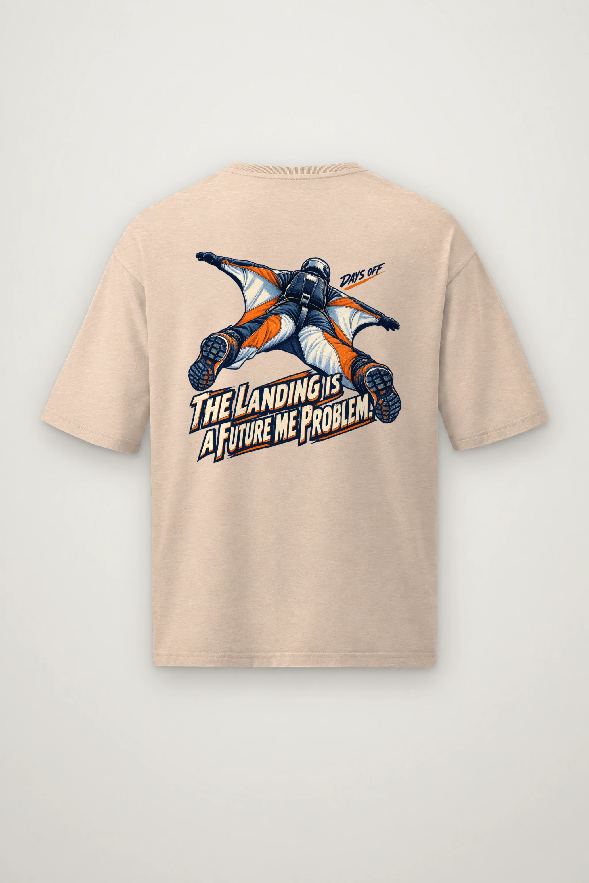 "The Landing Is a Future Me Problem" Men's Oversized Heavyweight Crewneck T-Shirt