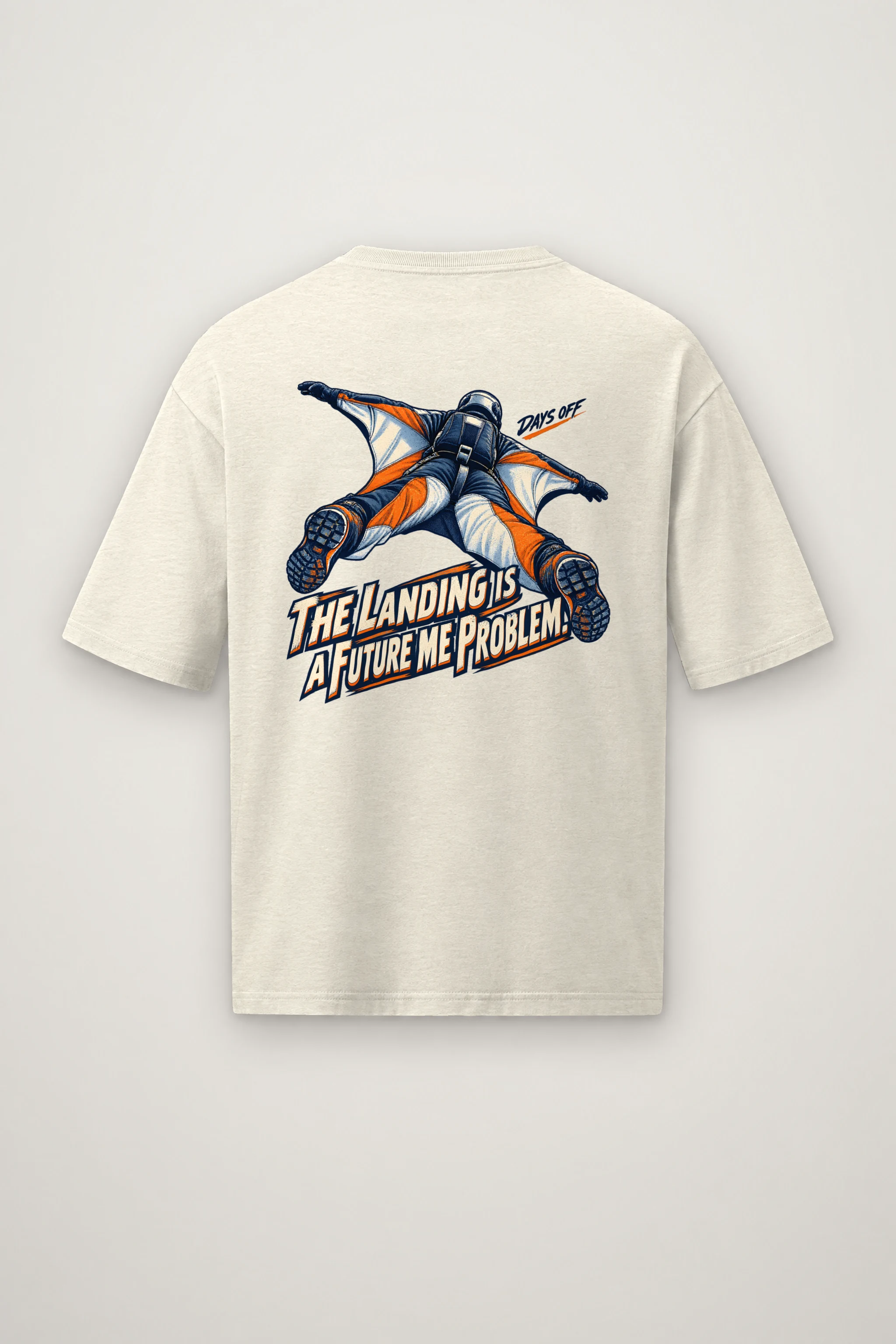 "The Landing Is a Future Me Problem" Men's Oversized Heavyweight Crewneck T-Shirt