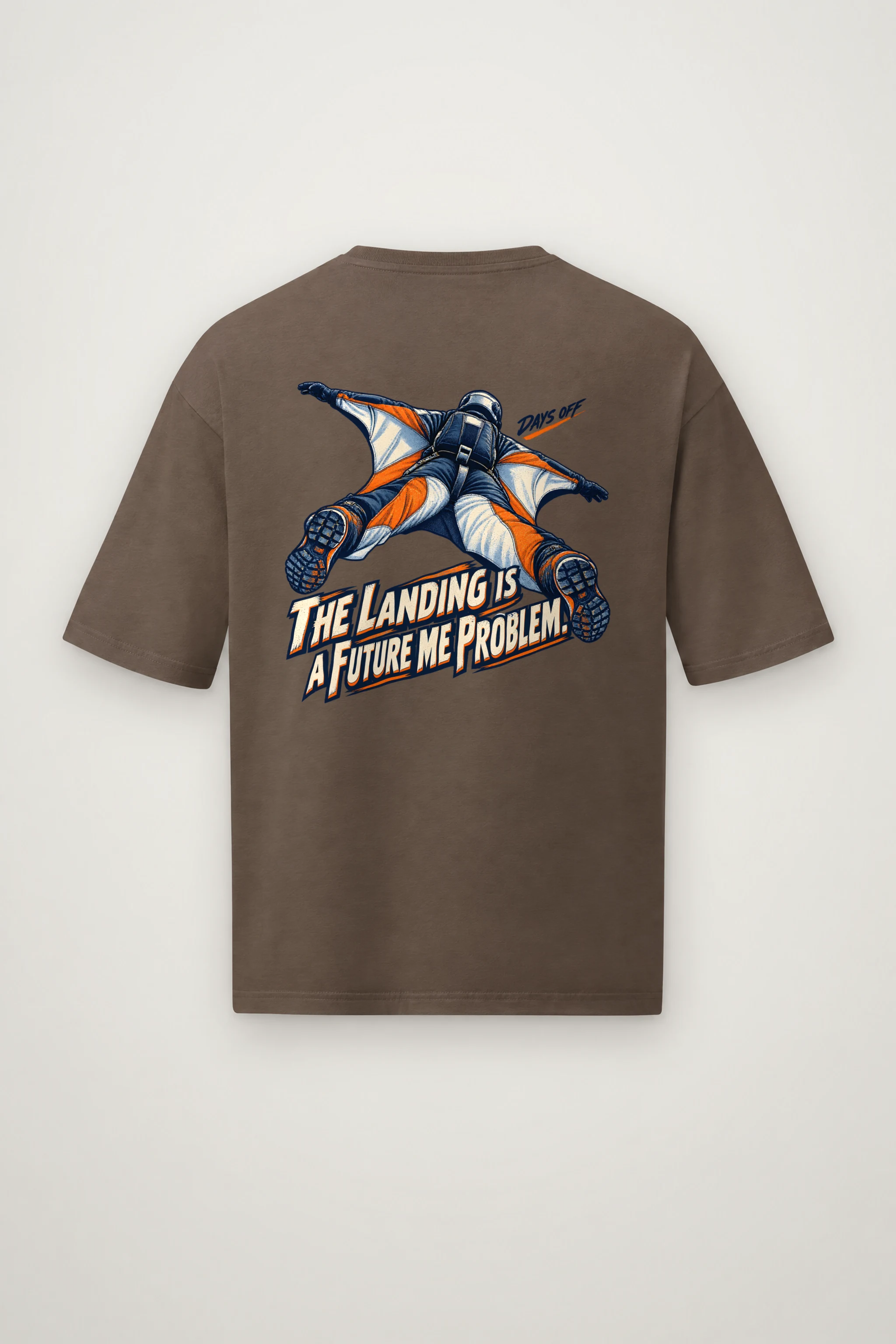 "The Landing Is a Future Me Problem" Men's Oversized Heavyweight Crewneck T-Shirt