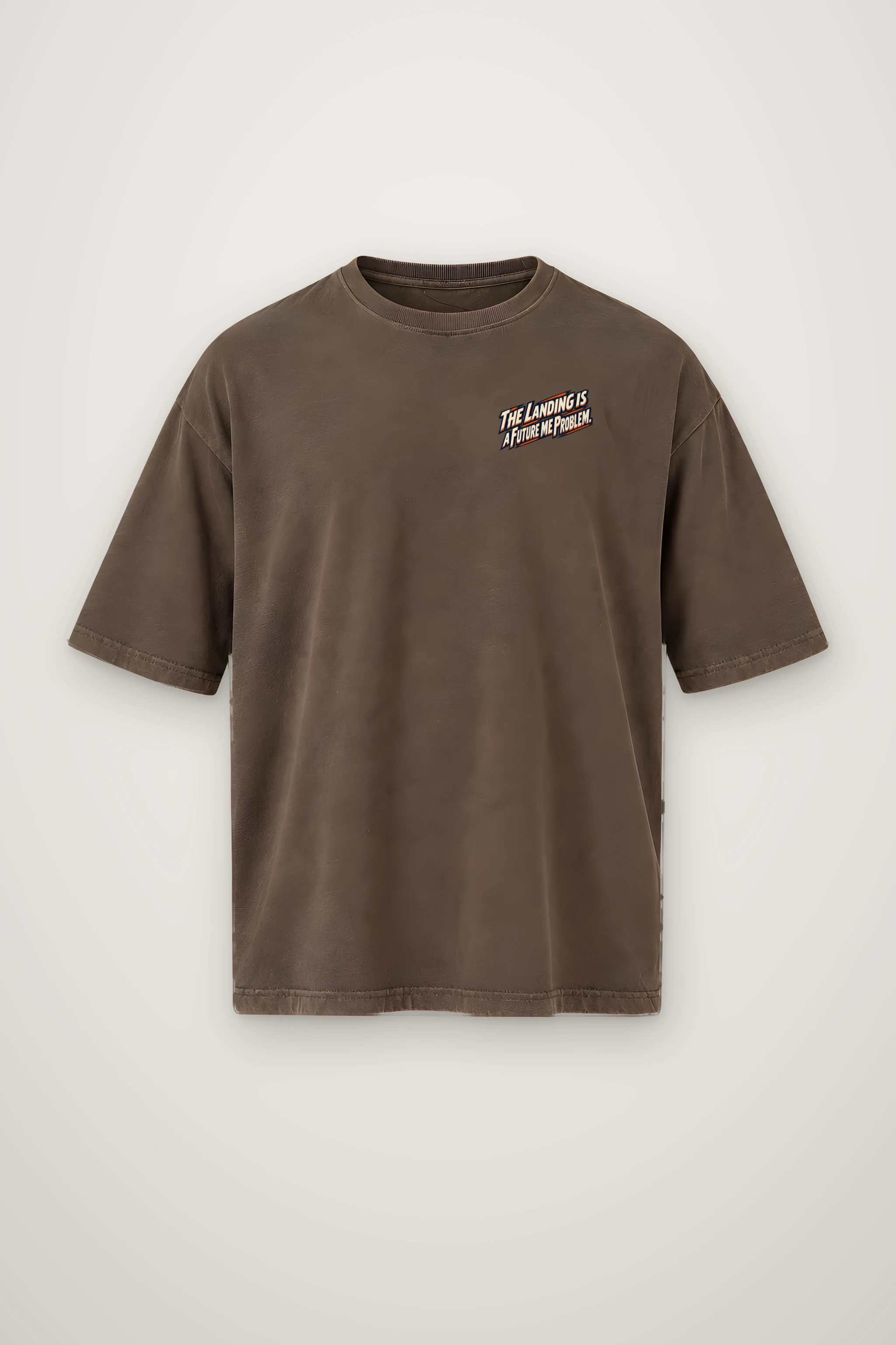 "The Landing Is a Future Me Problem" Men's Oversized Heavyweight Crewneck T-Shirt