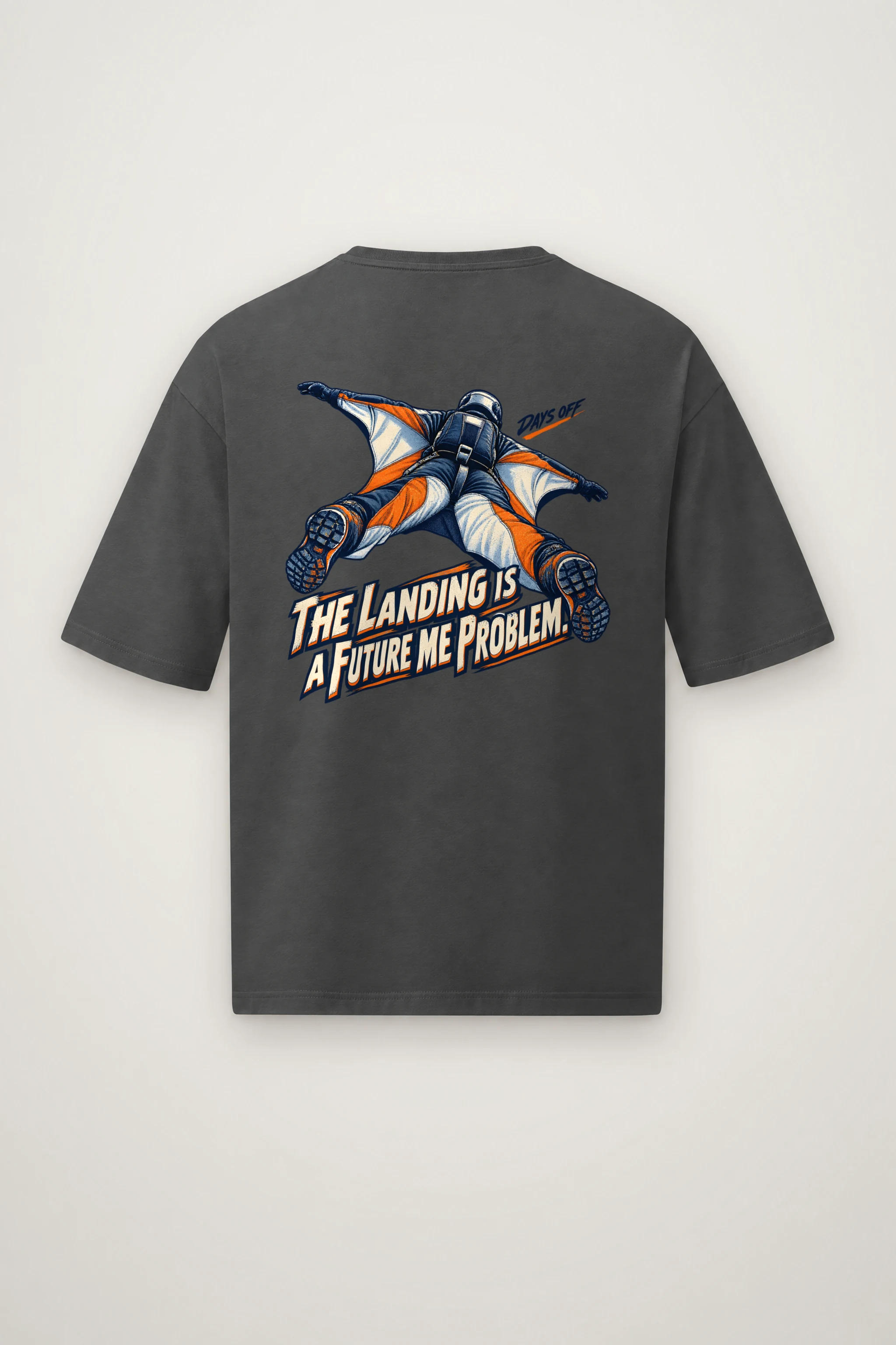 "The Landing Is a Future Me Problem" Men's Oversized Heavyweight Crewneck T-Shirt