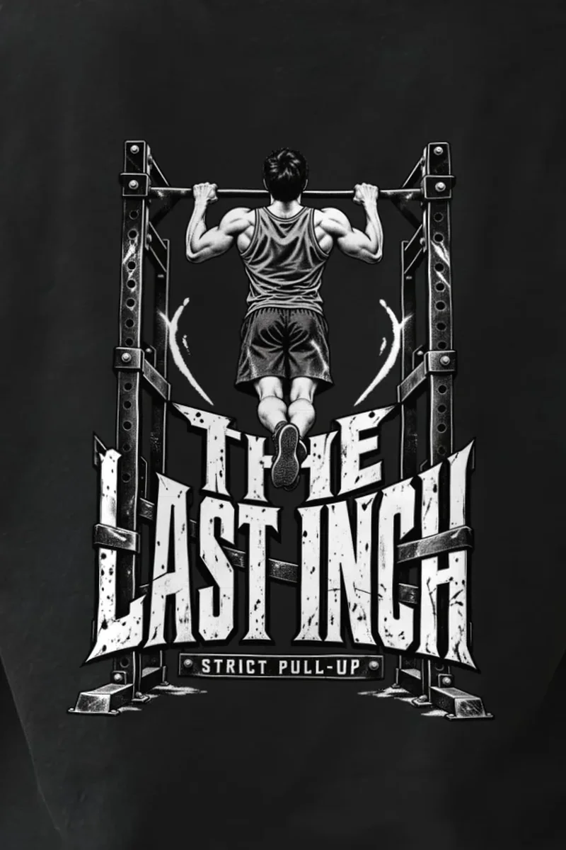 "The Last Inch Strict Pull-Up" Heavyweight Unisex Crewneck T-shirt - the graphic up close