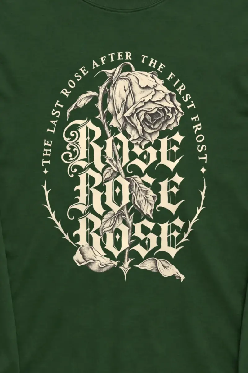 "The Last Rose After The First Frost" Unisex Longsleeve T-shirt - the graphic up close