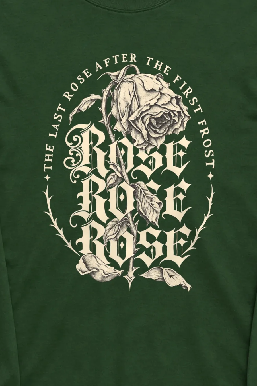 "The Last Rose After The First Frost" Unisex Longsleeve T-shirt - the graphic up close