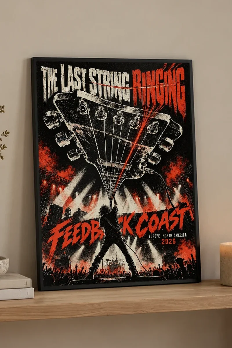 "The Last String Ringing" Premium Wooden Framed Poster - the graphic up close