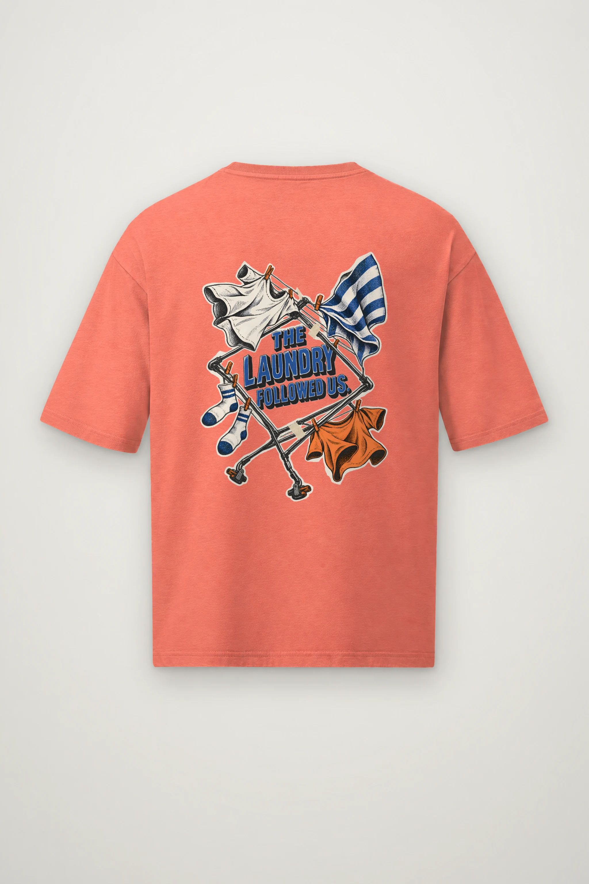 "The Laundry Followed Us" Men's Oversized Heavyweight Crewneck T-Shirt