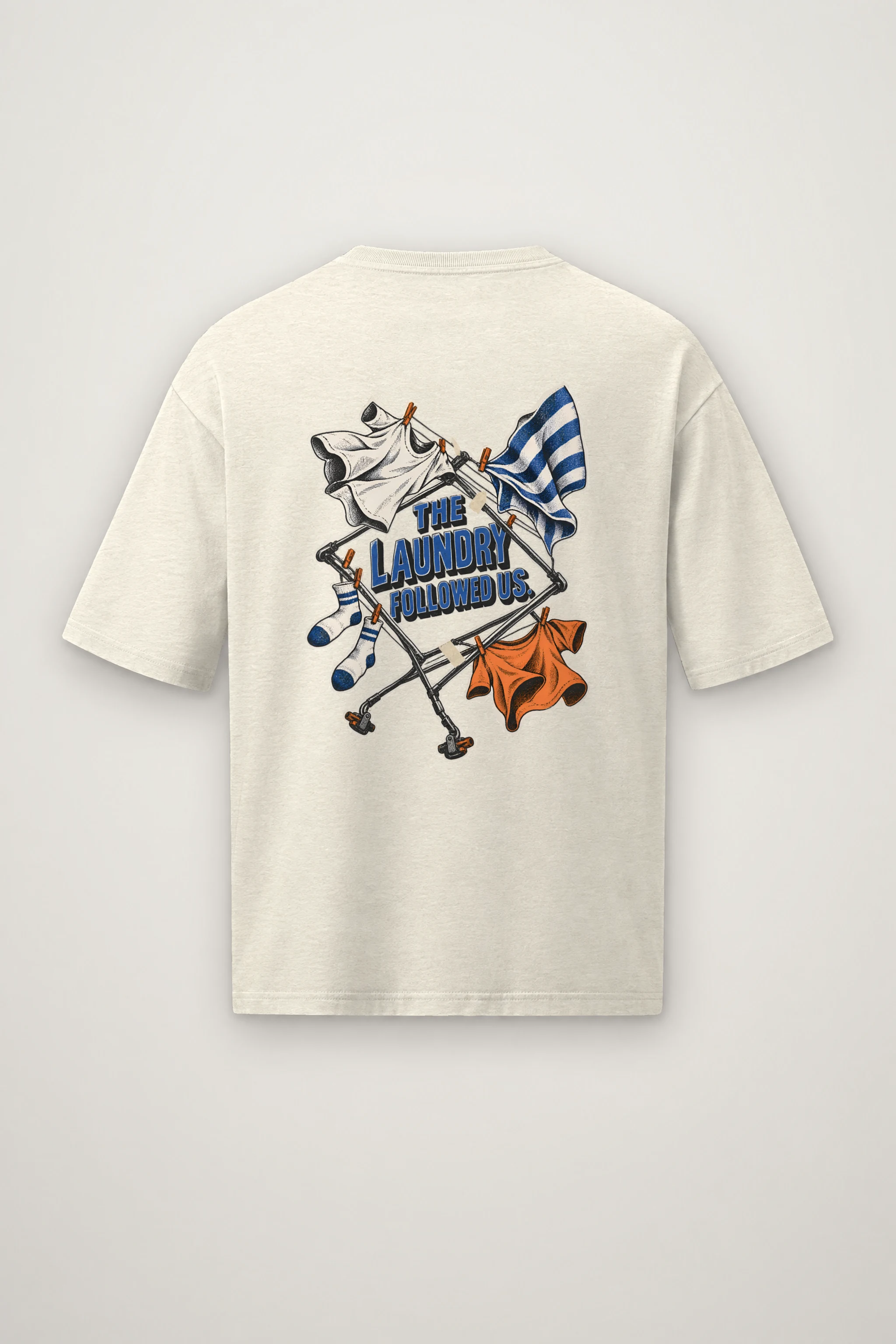 "The Laundry Followed Us" Men's Oversized Heavyweight Crewneck T-Shirt