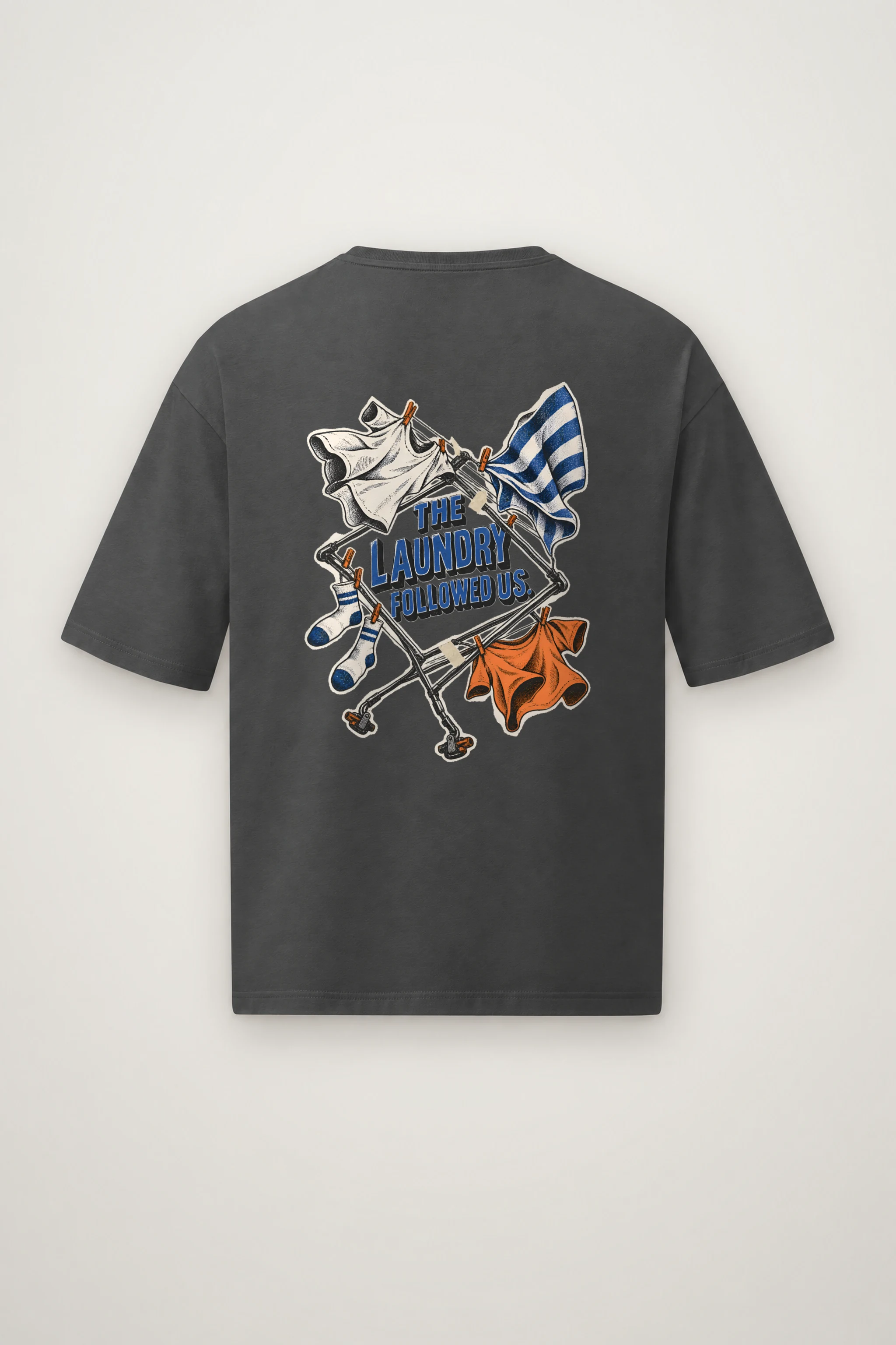 "The Laundry Followed Us" Men's Oversized Heavyweight Crewneck T-Shirt