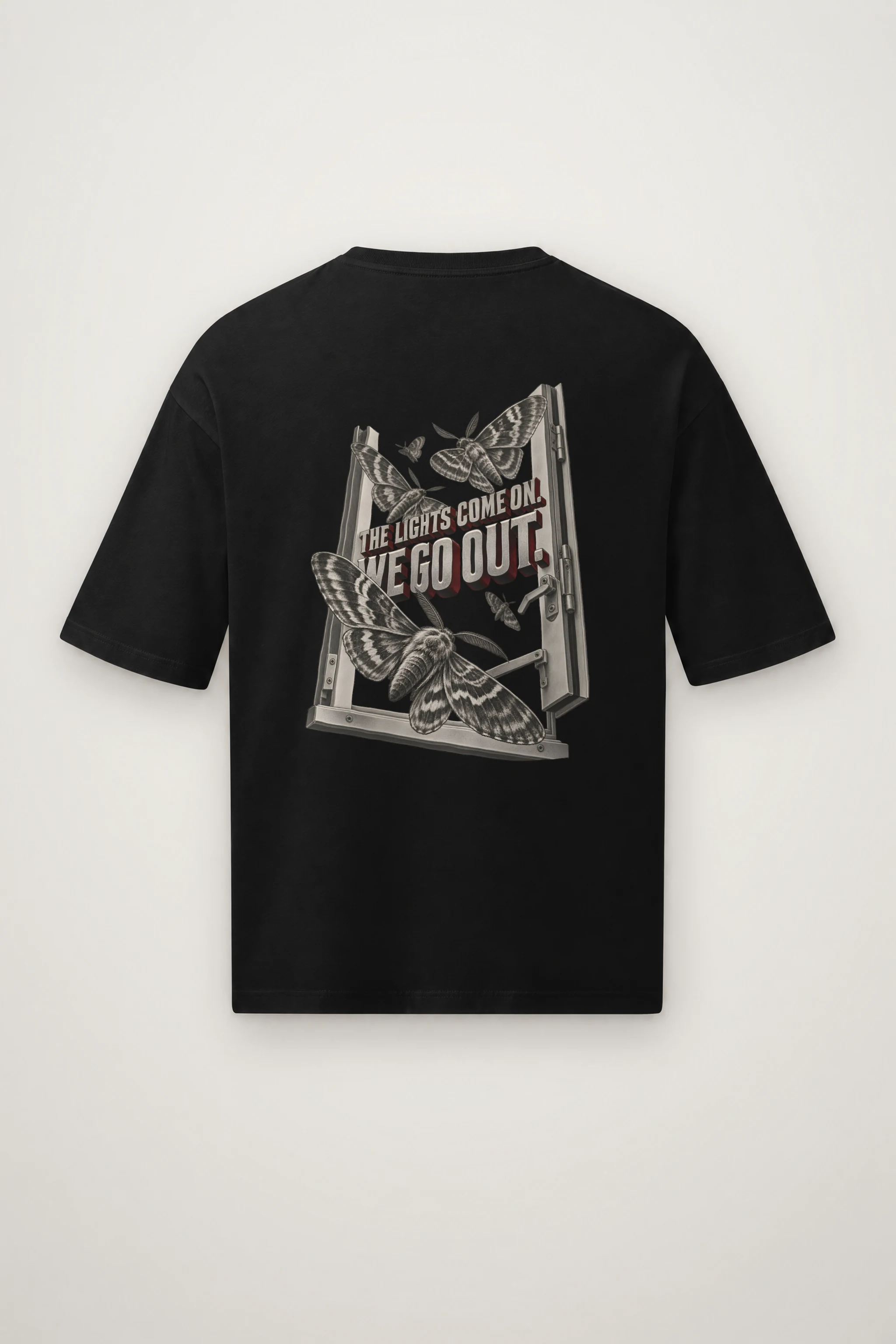 "The Lights Come On, We Go Out" Men's Oversized Heavyweight Crewneck T-Shirt