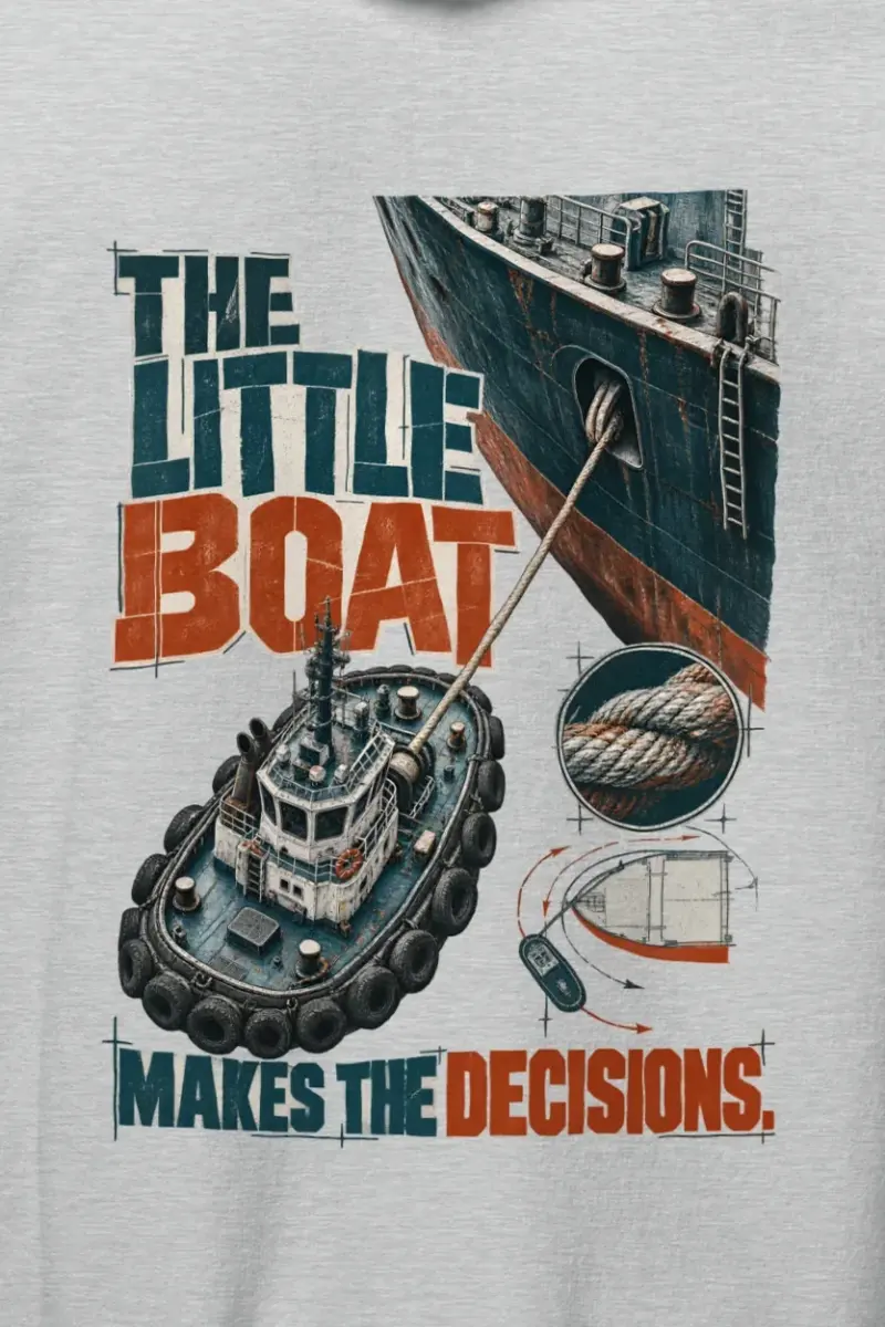"The Little Boat Makes the Decisions" Heavy Blend Unisex Pullover Hoodie - the graphic up close