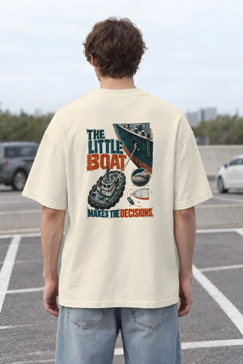 "The Little Boat Makes the Decisions" Unisex Oversized Heavyweight Crewneck T-Shirt