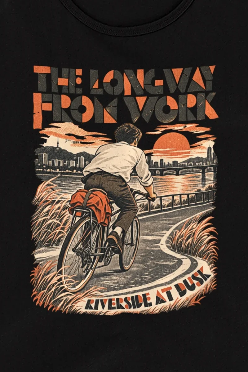 "The Long Way from Work" Unisex Jersey Tank - the graphic up close
