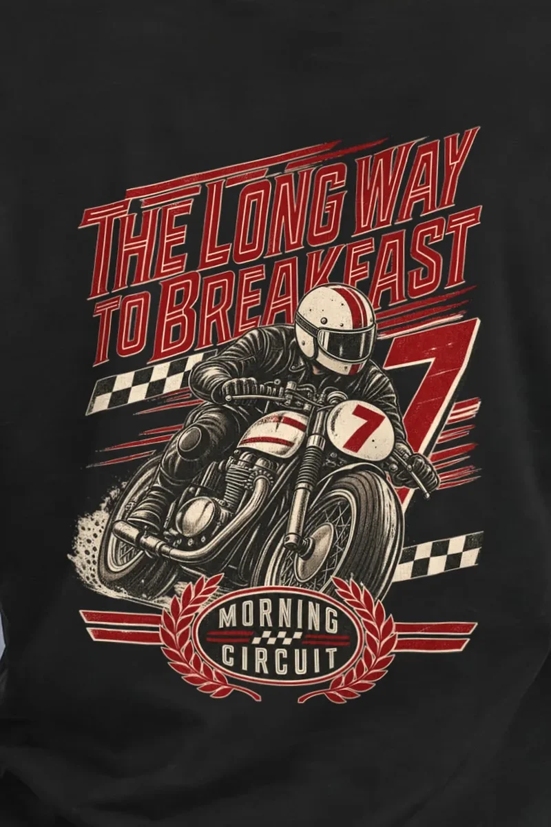 "The Long Way to Breakfast" Heavyweight Unisex Crewneck T-shirt - the graphic up close
