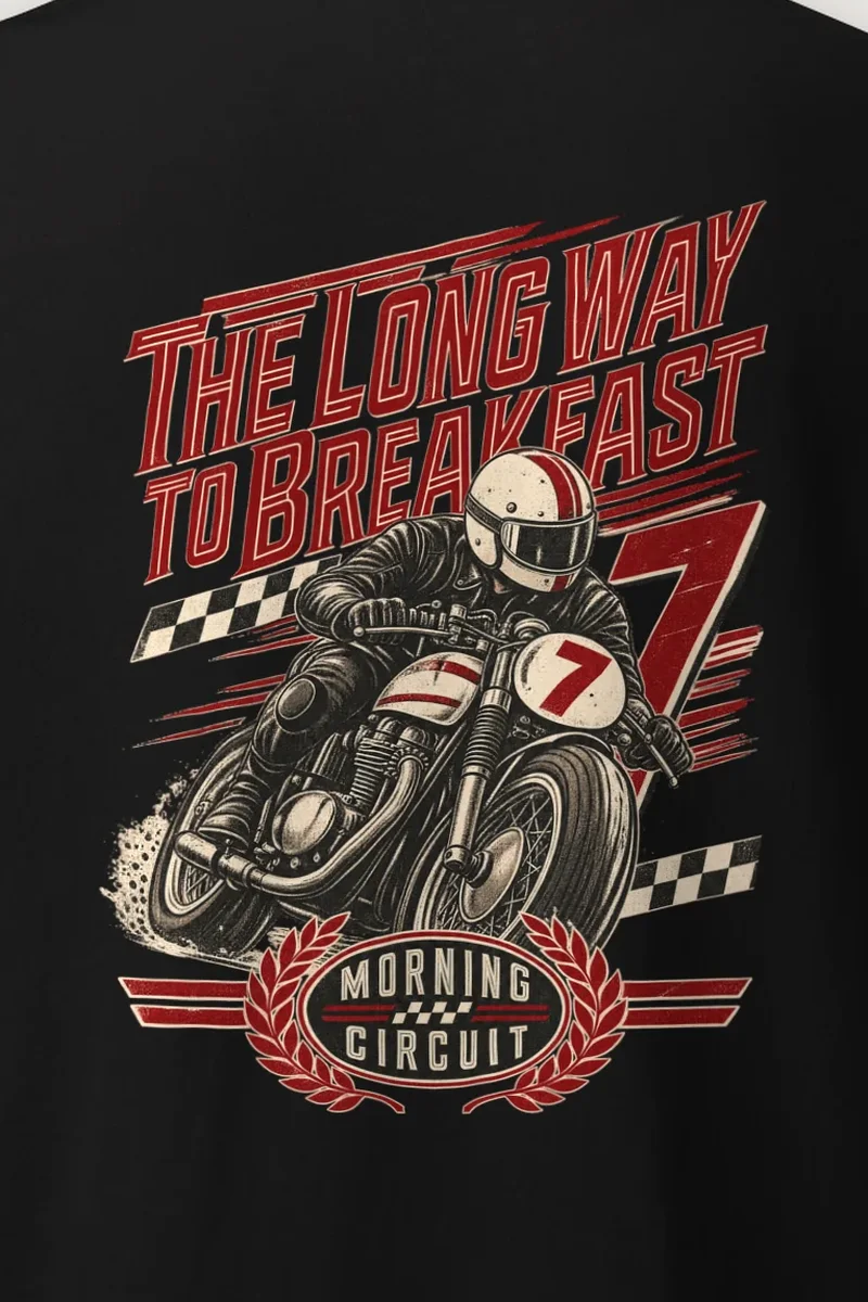 "The Long Way to Breakfast" Heavyweight Unisex Crewneck T-shirt - the graphic up close
