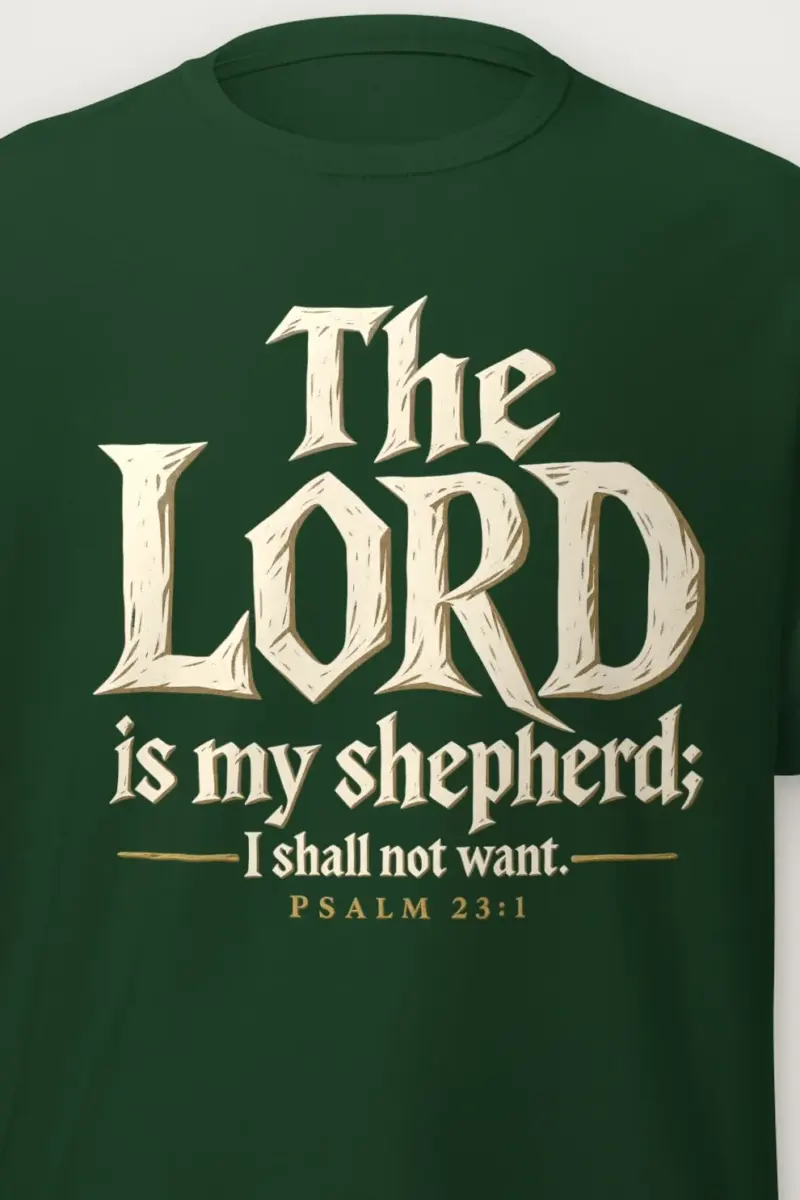 "The Lord is My Shepherd" Heavyweight Unisex Crewneck T-shirt - the graphic up close