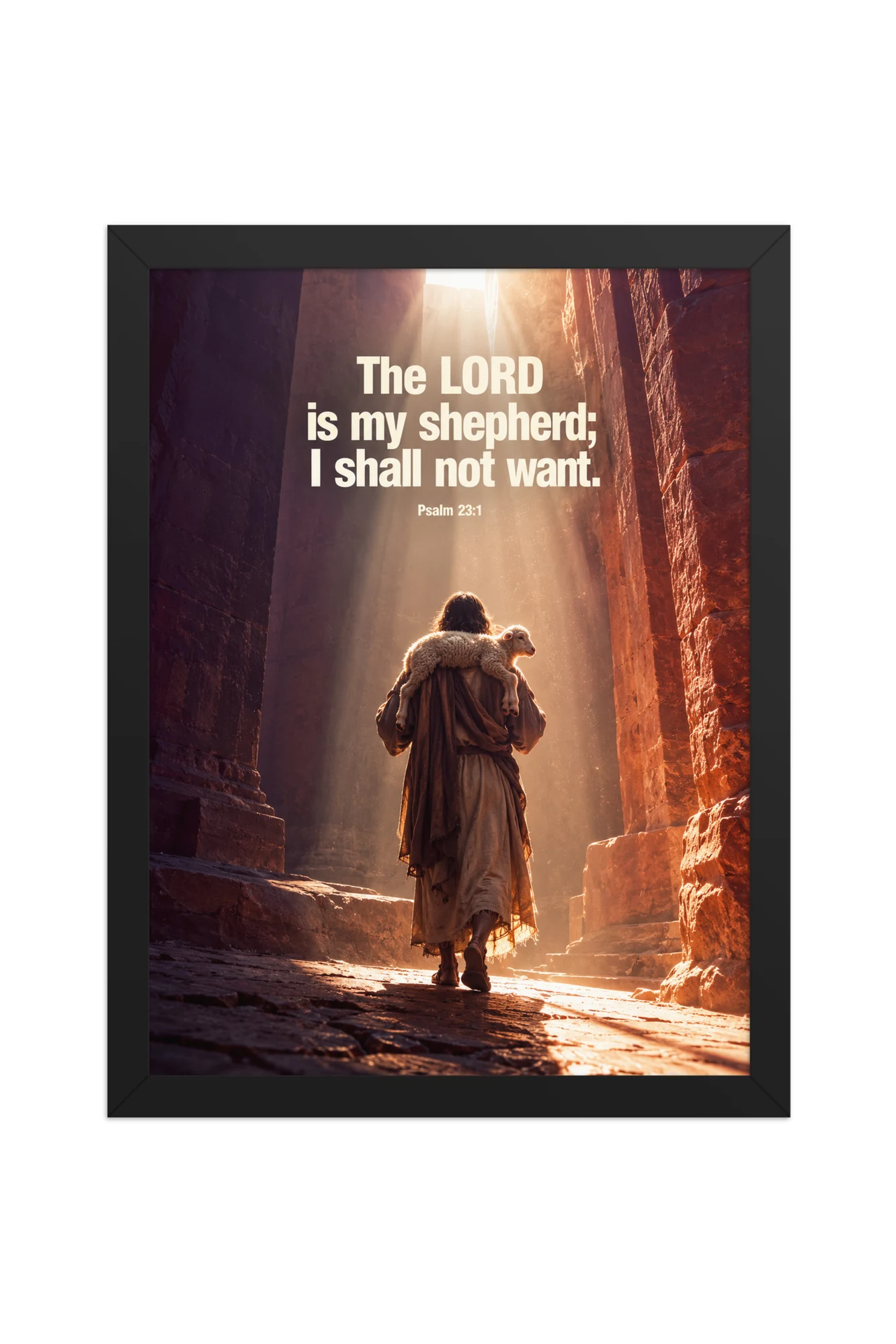 "The Lord Is My Shepherd" Premium Wooden Framed Poster
