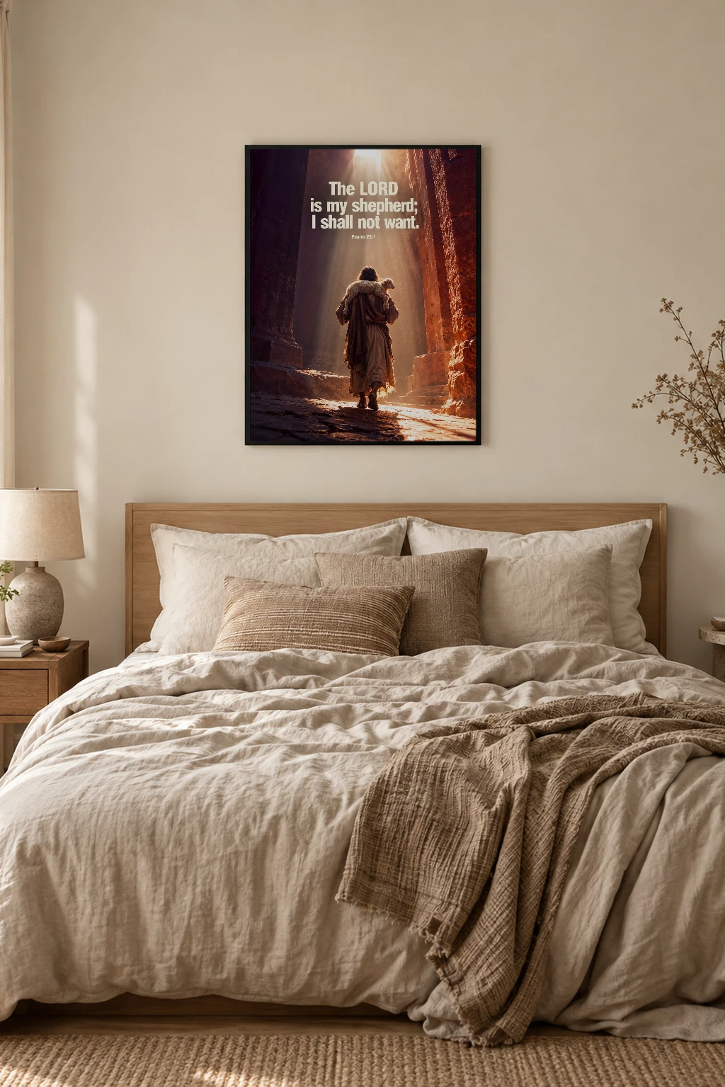"The Lord Is My Shepherd" Premium Wooden Framed Poster