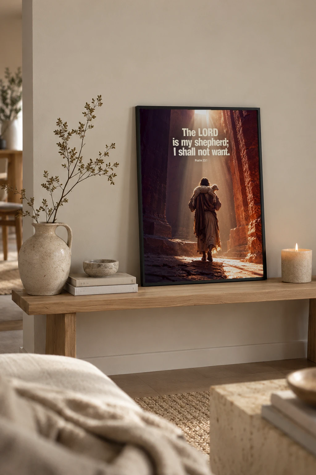 "The Lord Is My Shepherd" Premium Wooden Framed Poster