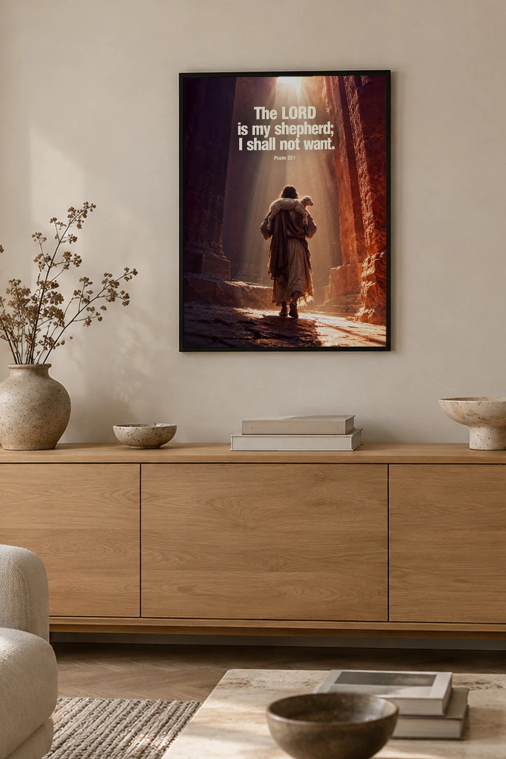 "The Lord Is My Shepherd" Premium Wooden Framed Poster