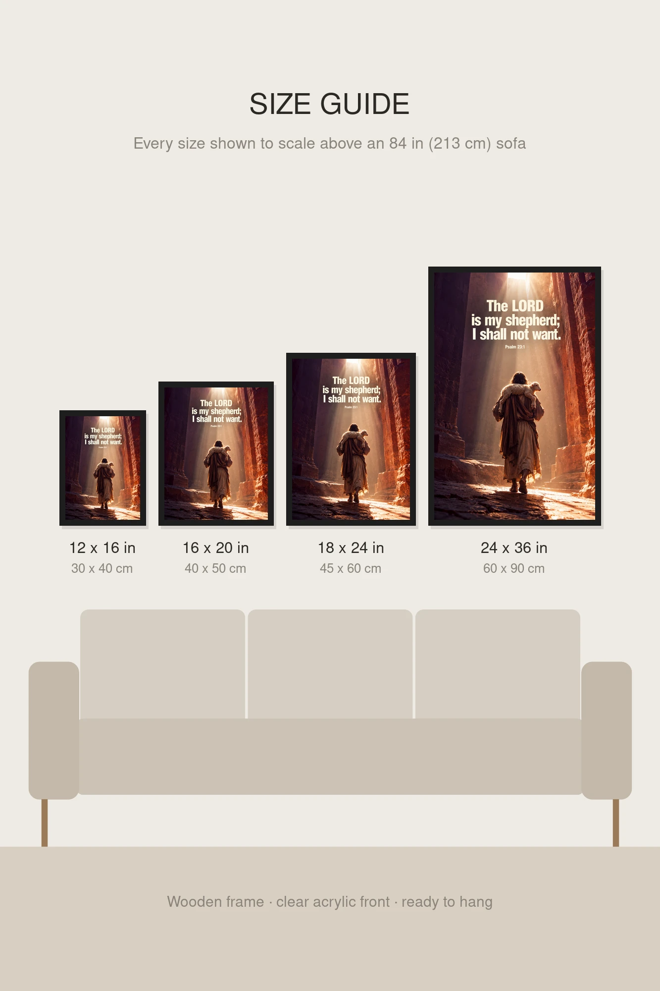 "The Lord Is My Shepherd" Premium Wooden Framed Poster
