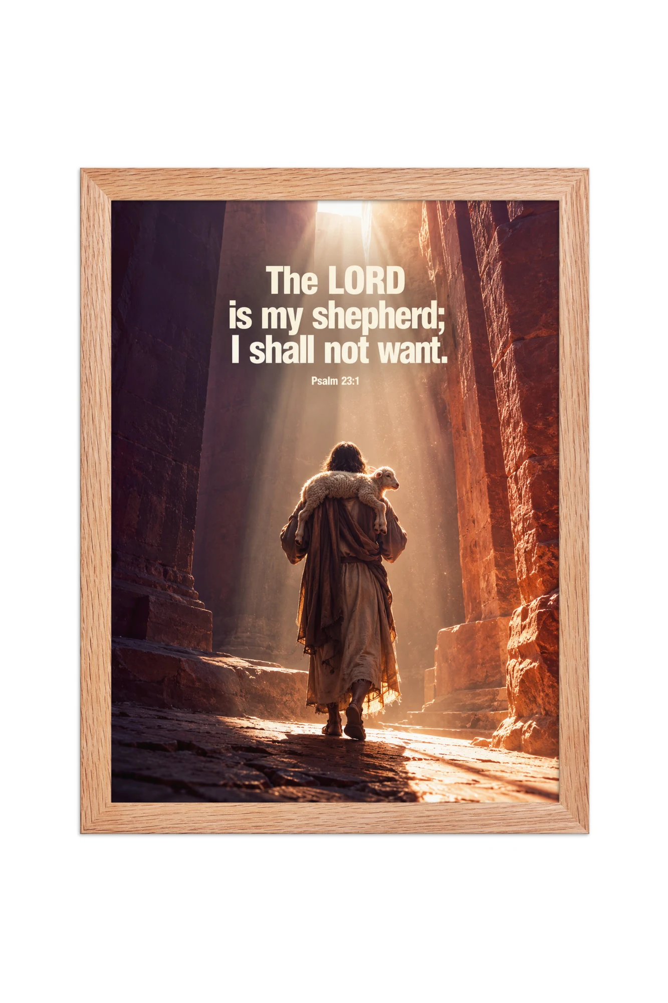 "The Lord Is My Shepherd" Premium Wooden Framed Poster