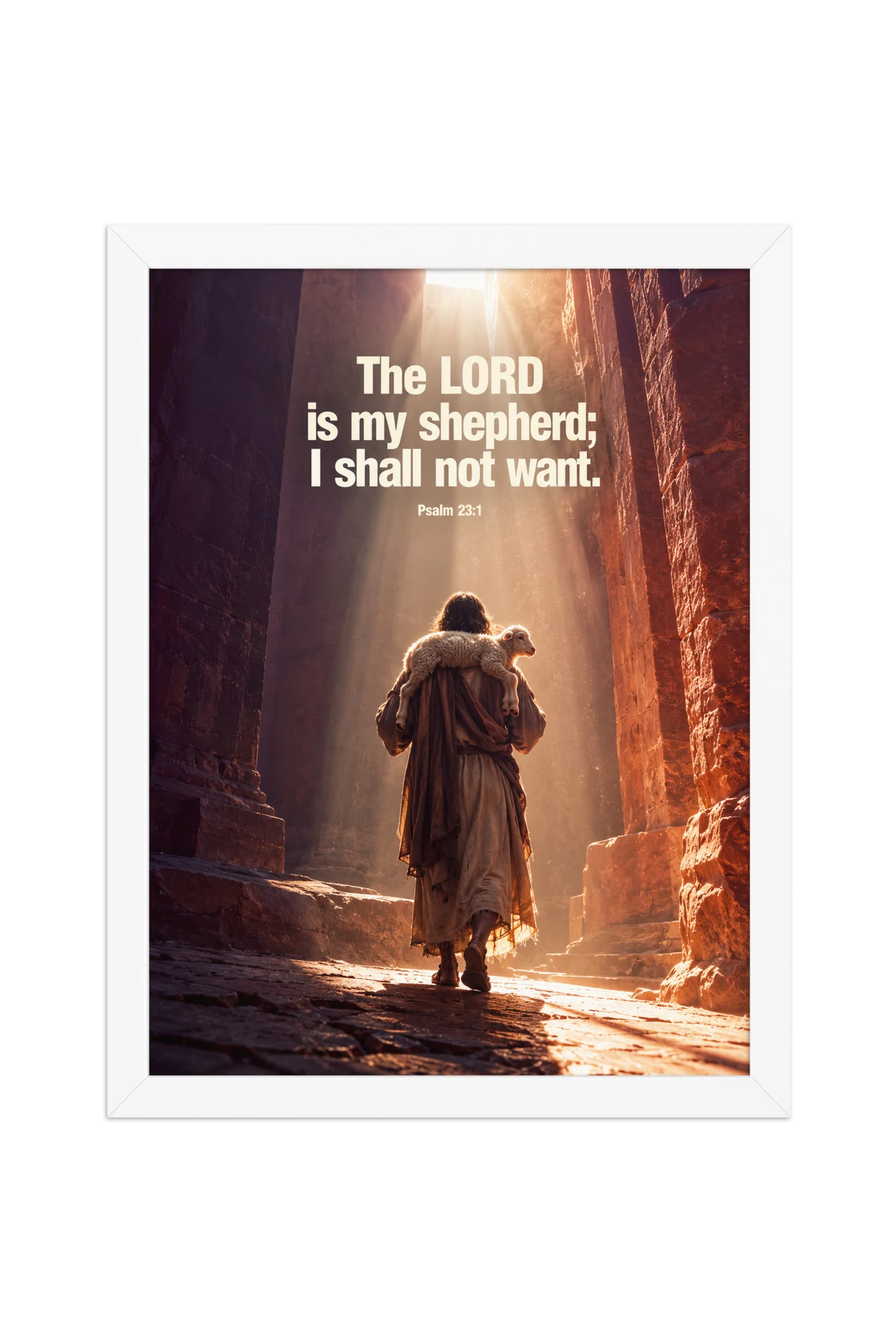 "The Lord Is My Shepherd" Premium Wooden Framed Poster