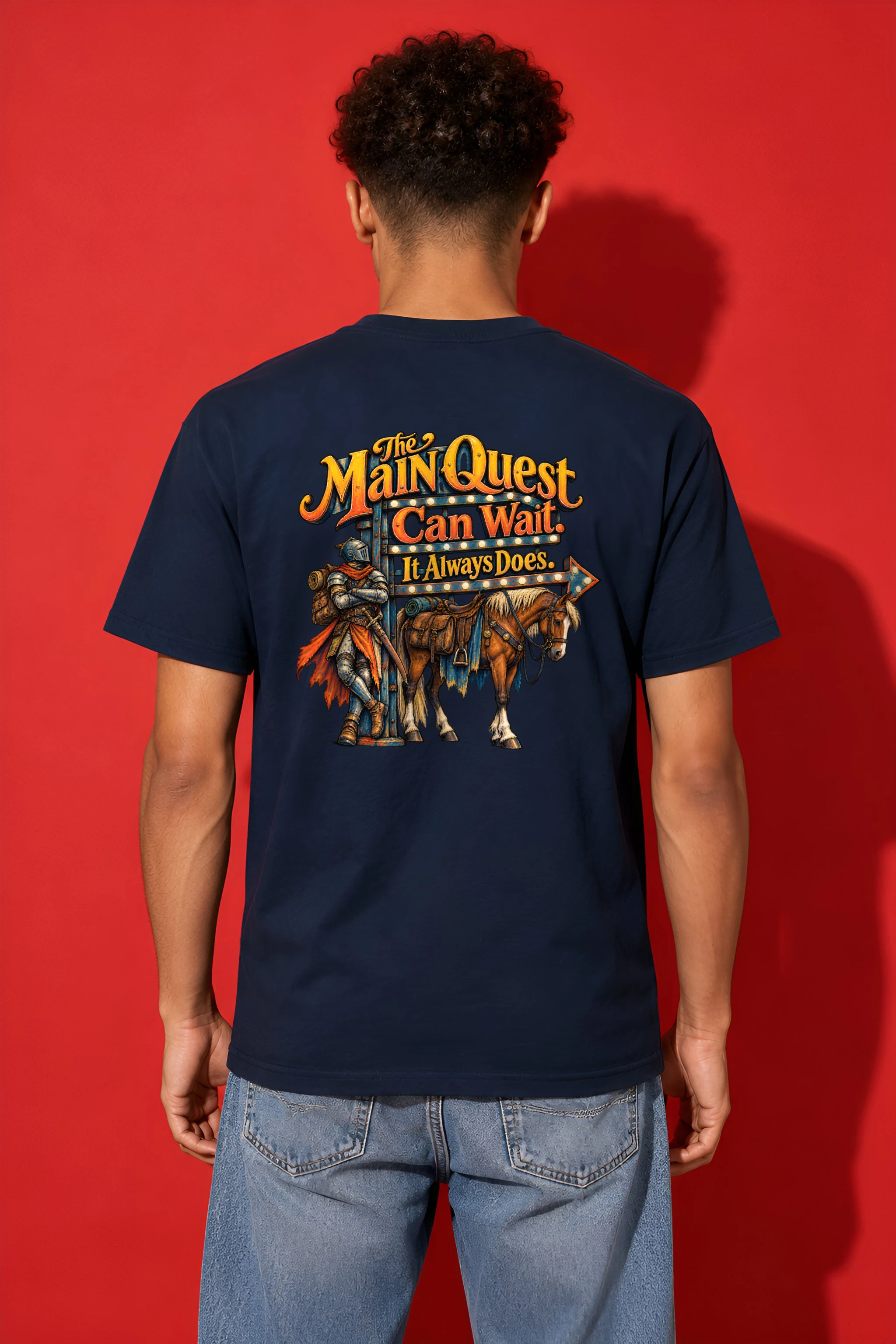 "The Main Quest Can Wait" Heavyweight Unisex Crewneck T-shirt