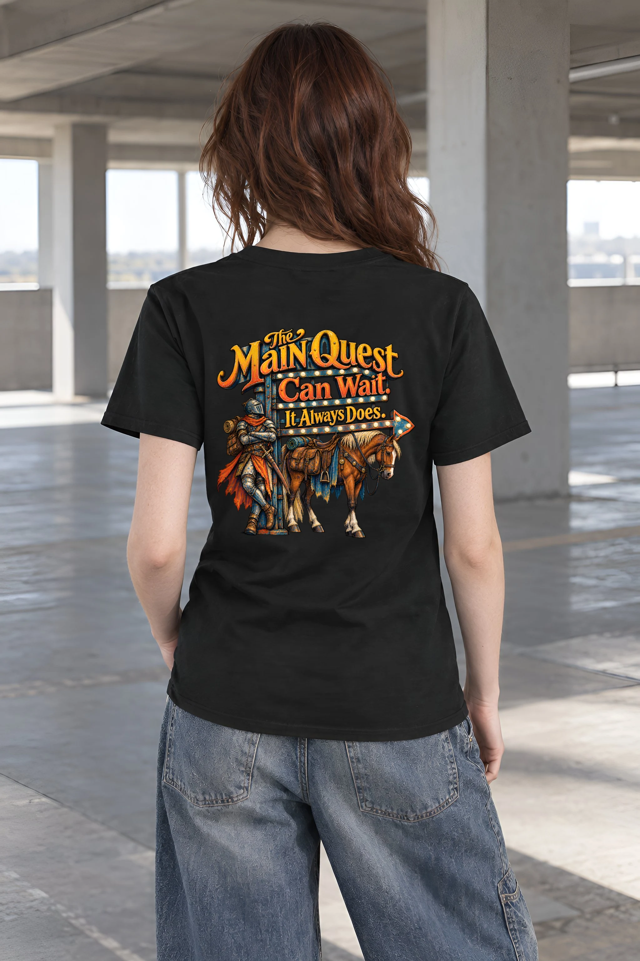 "The Main Quest Can Wait" Heavyweight Unisex Crewneck T-shirt
