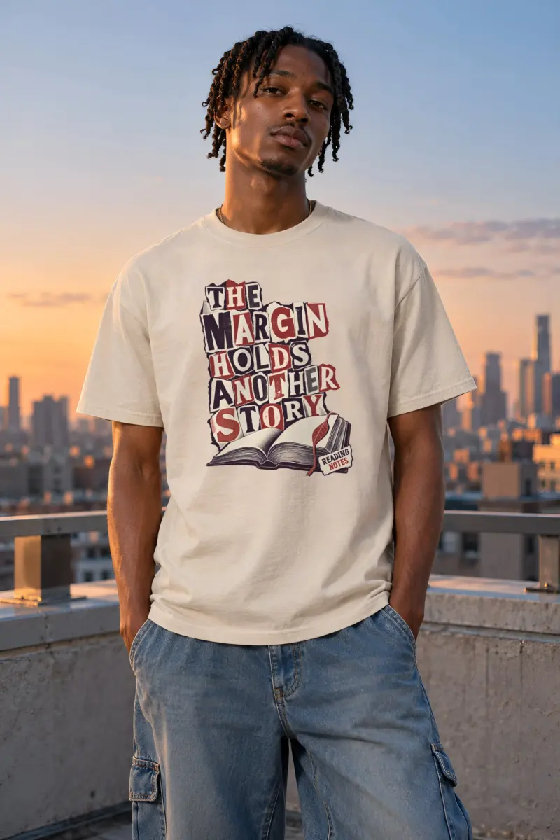 "THE MARGIN HOLDS ANOTHER STORY" Heavyweight Unisex Crewneck T-shirt
