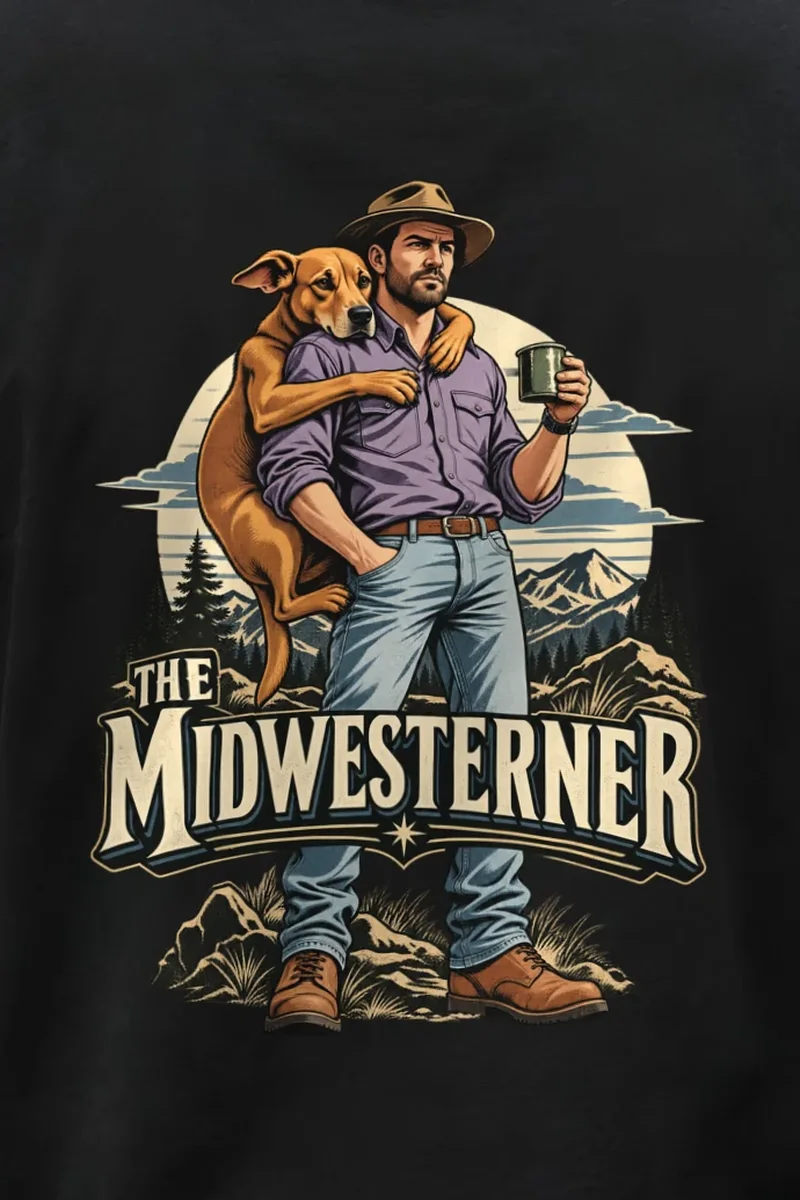 "The Midwesterner" Unisex Longsleeve T-shirt - the graphic up close