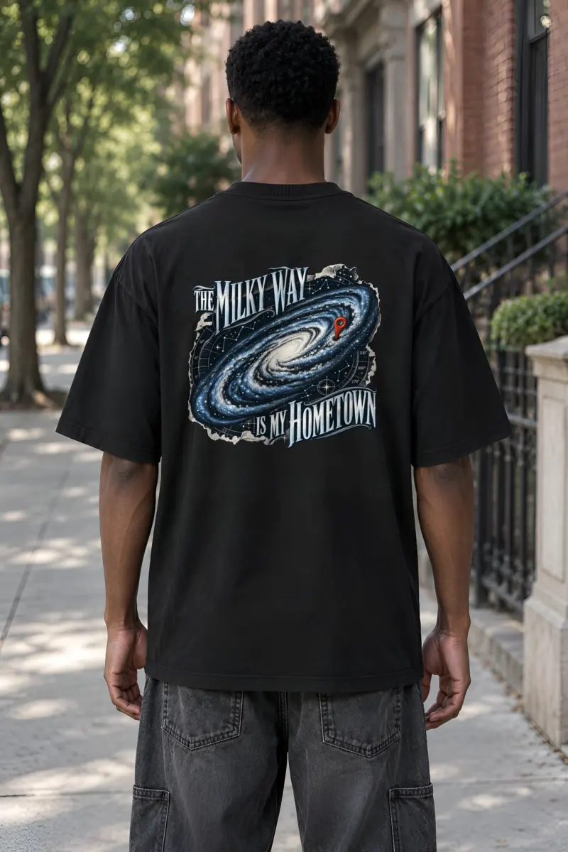 "The Milky Way Is My Hometown" Unisex Oversized Heavyweight Crewneck T-Shirt
