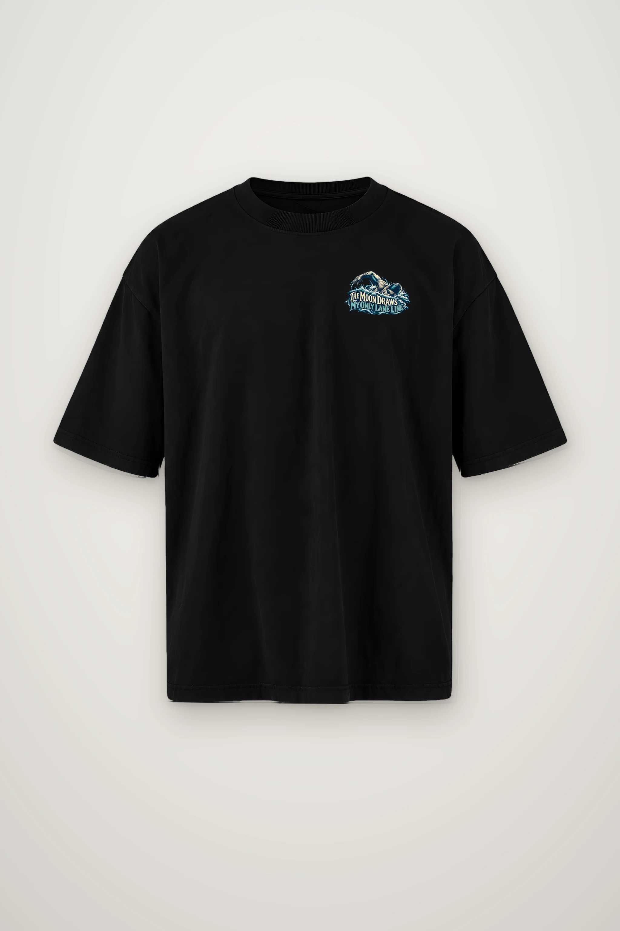 "The Moon Draws My Only Lane Line" Men's Oversized Heavyweight Crewneck T-Shirt