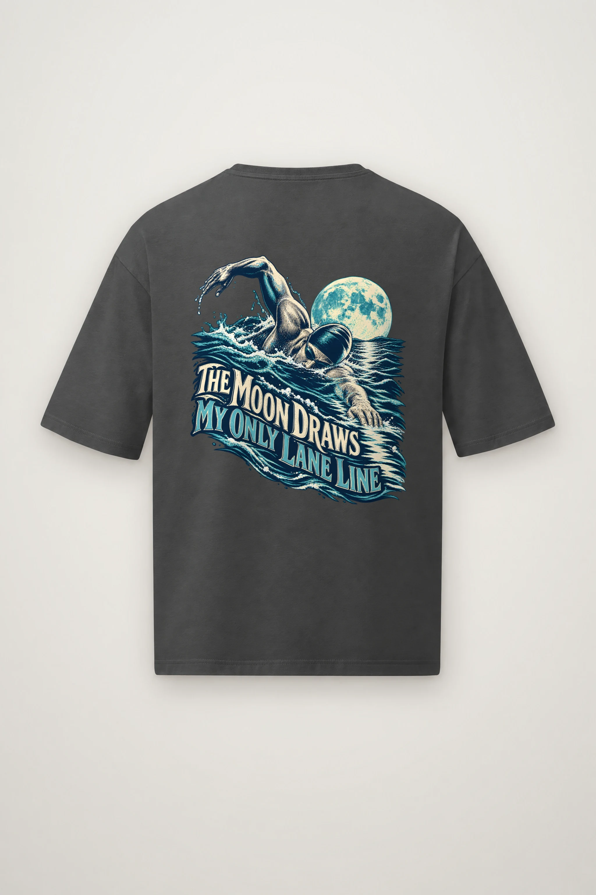 "The Moon Draws My Only Lane Line" Men's Oversized Heavyweight Crewneck T-Shirt