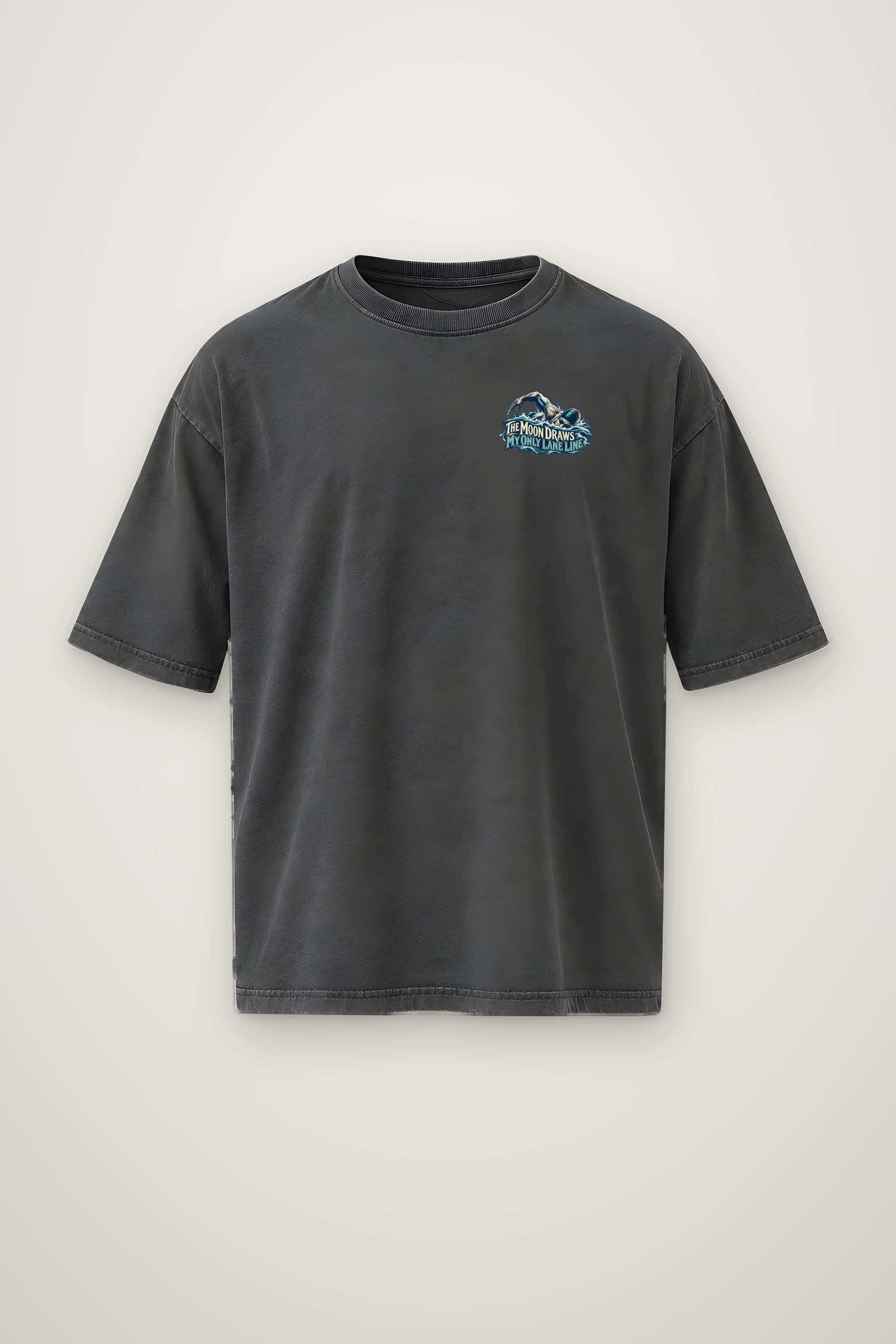 "The Moon Draws My Only Lane Line" Men's Oversized Heavyweight Crewneck T-Shirt